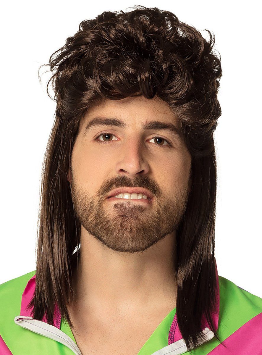Boland Kostüm-Perücke 80er Vokuhila braun, Macht Dich im Handumdehen zum Alpha-Proll