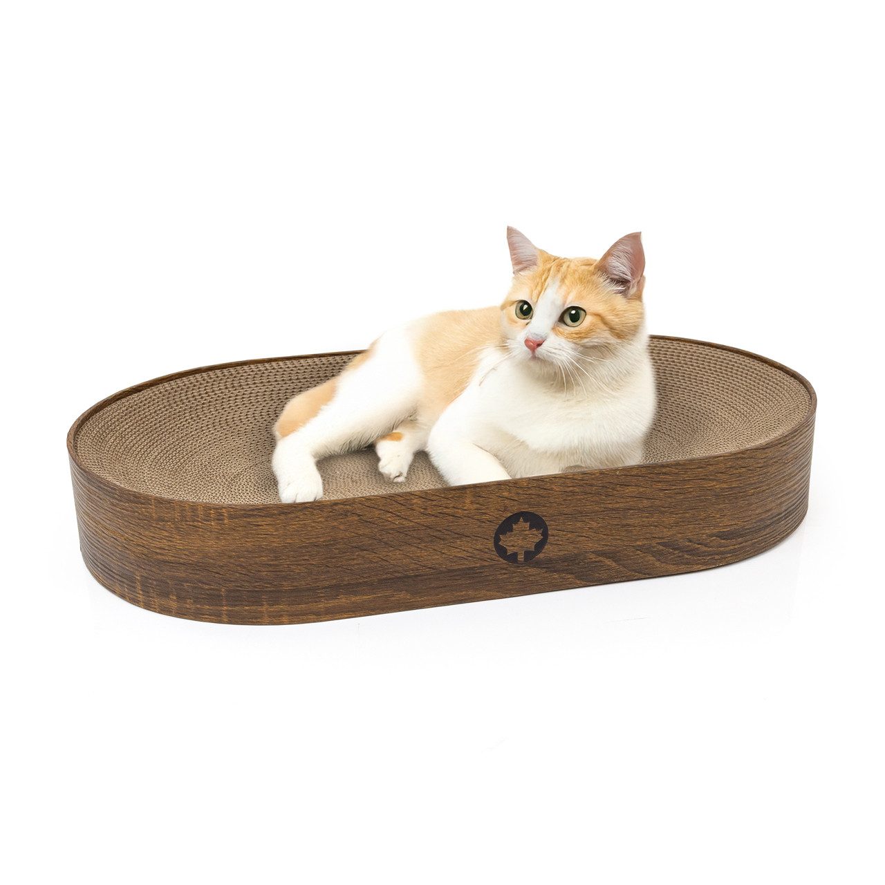Canadian Cat Company Kratzbrett Apollo, Katzenbett aus Wellpappe, walnuss, ca. 63 x 35 x 10 cm