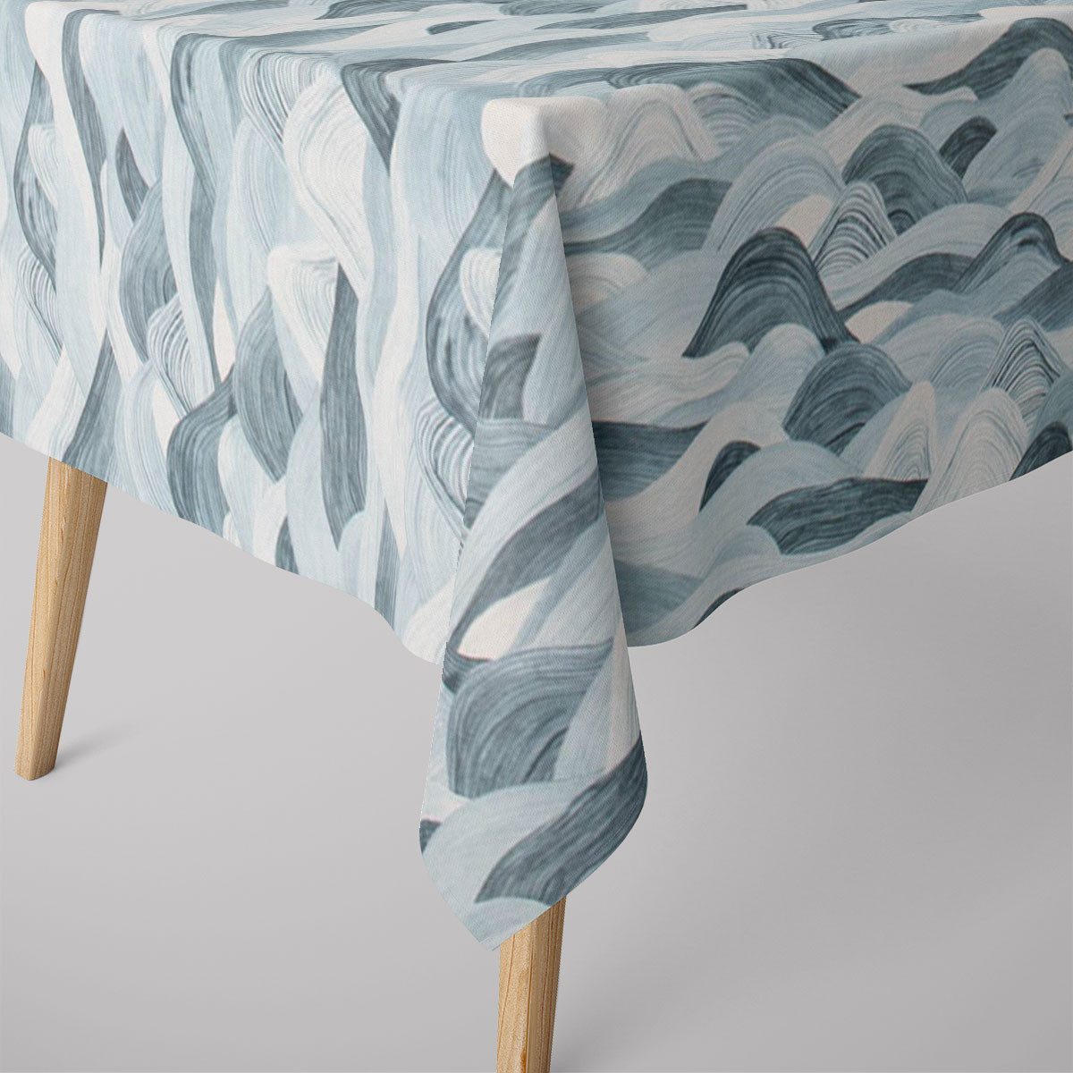 SCHÖNER LEBEN. Tischdecke SCHÖNER LEBEN. Tischdecke Wellen blau verschiedene Größen, handmade