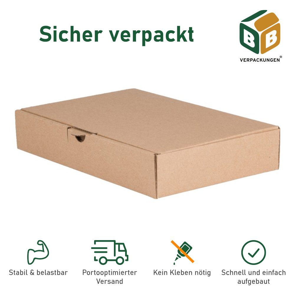 BB-Verpackungen Versandkarton Maxibriefkarton DIN A4, 350 mm x 250 mm x 50 mm, 300 Stück