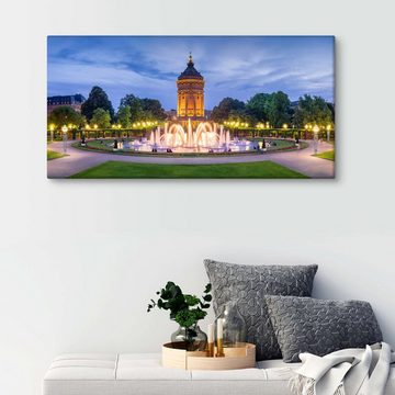 Posterlounge Leinwandbild Jan Christopher Becke, Mannheim Wasserturm und Rosengarten bei Nacht, Fotografie