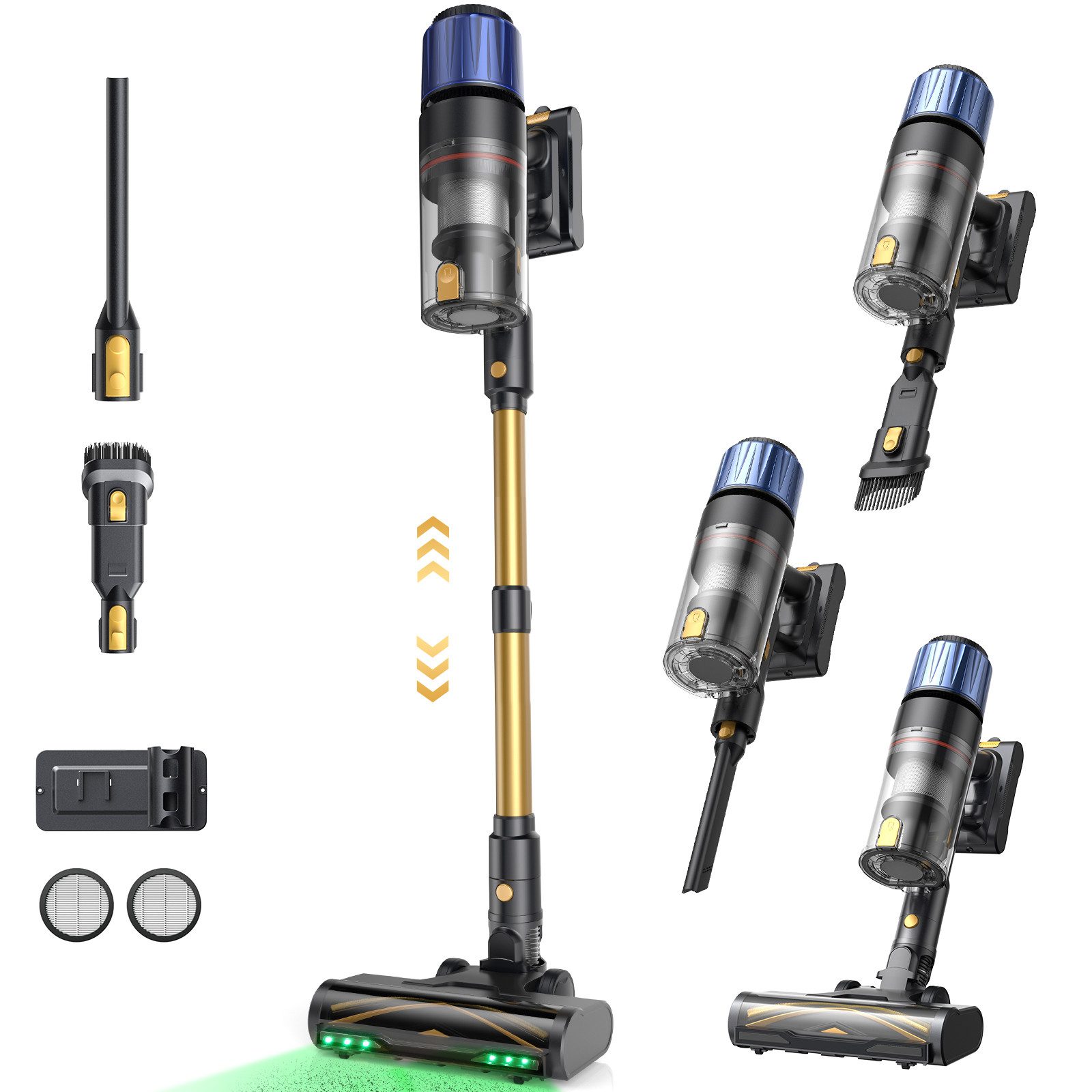 Proscenic Akku-Hand-und Stielstaubsauger P15 G mit 60 kPa, 580W, 70 Min, 580 W, beutellos, LED, grüne Vertect™, geeignet für Tierhaare