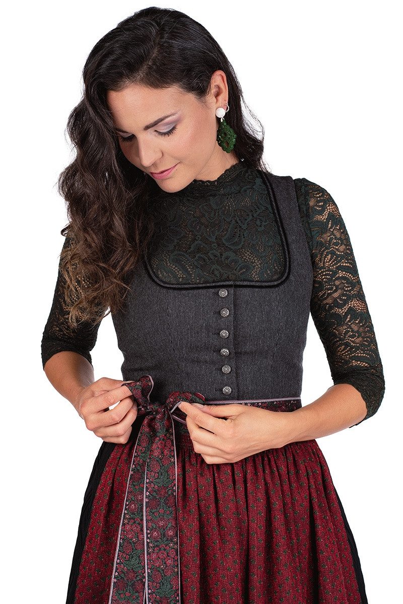 Hammerschmid Dirndl Midi Dirndl 2tlg. - PILLERSEE - grau/schwarz/rot