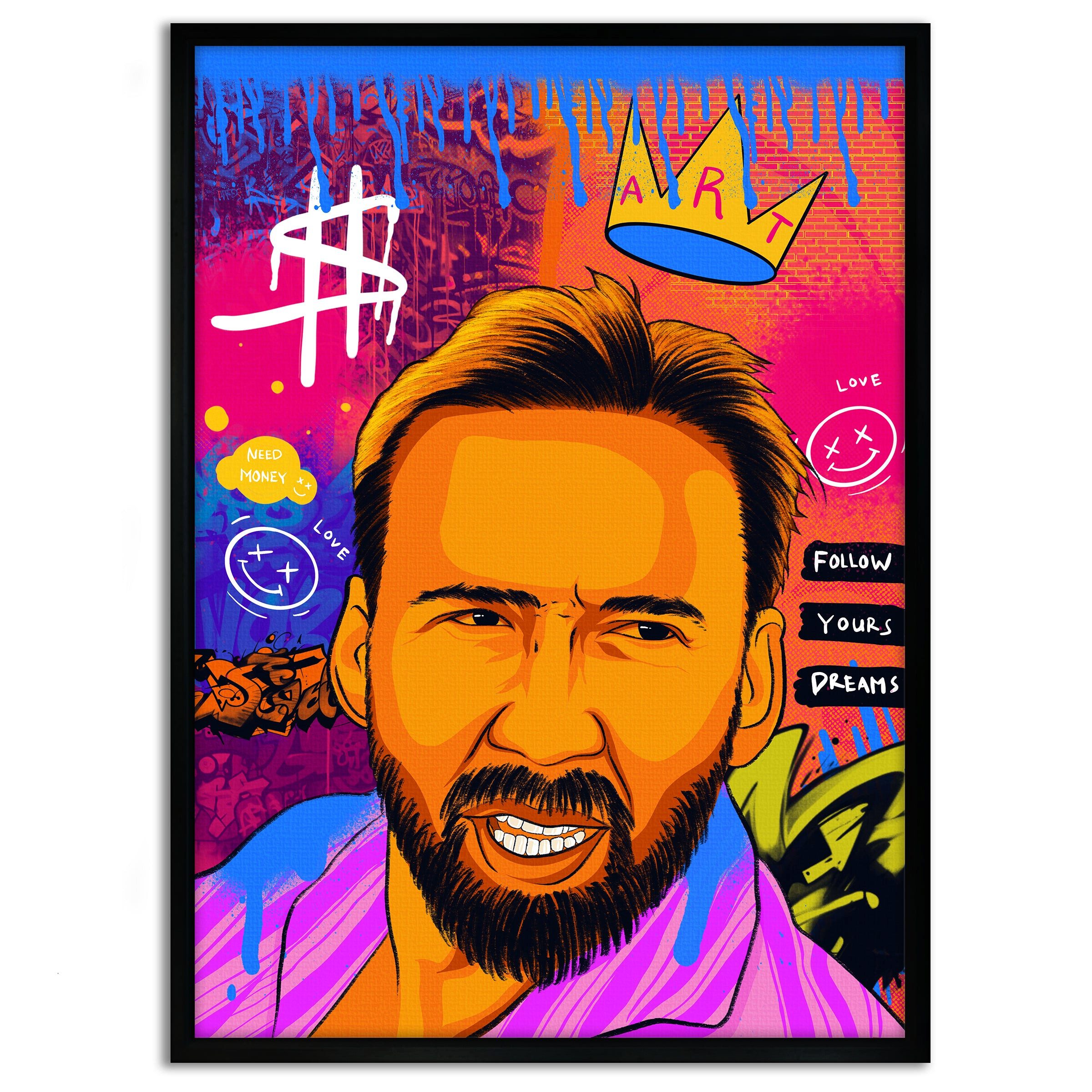 SimpleCanvas Wandbild Nicolas Pedro B - Leinwandbild Pop Art, Wandbild Pop Art, Portrait, Nicolas Pedro