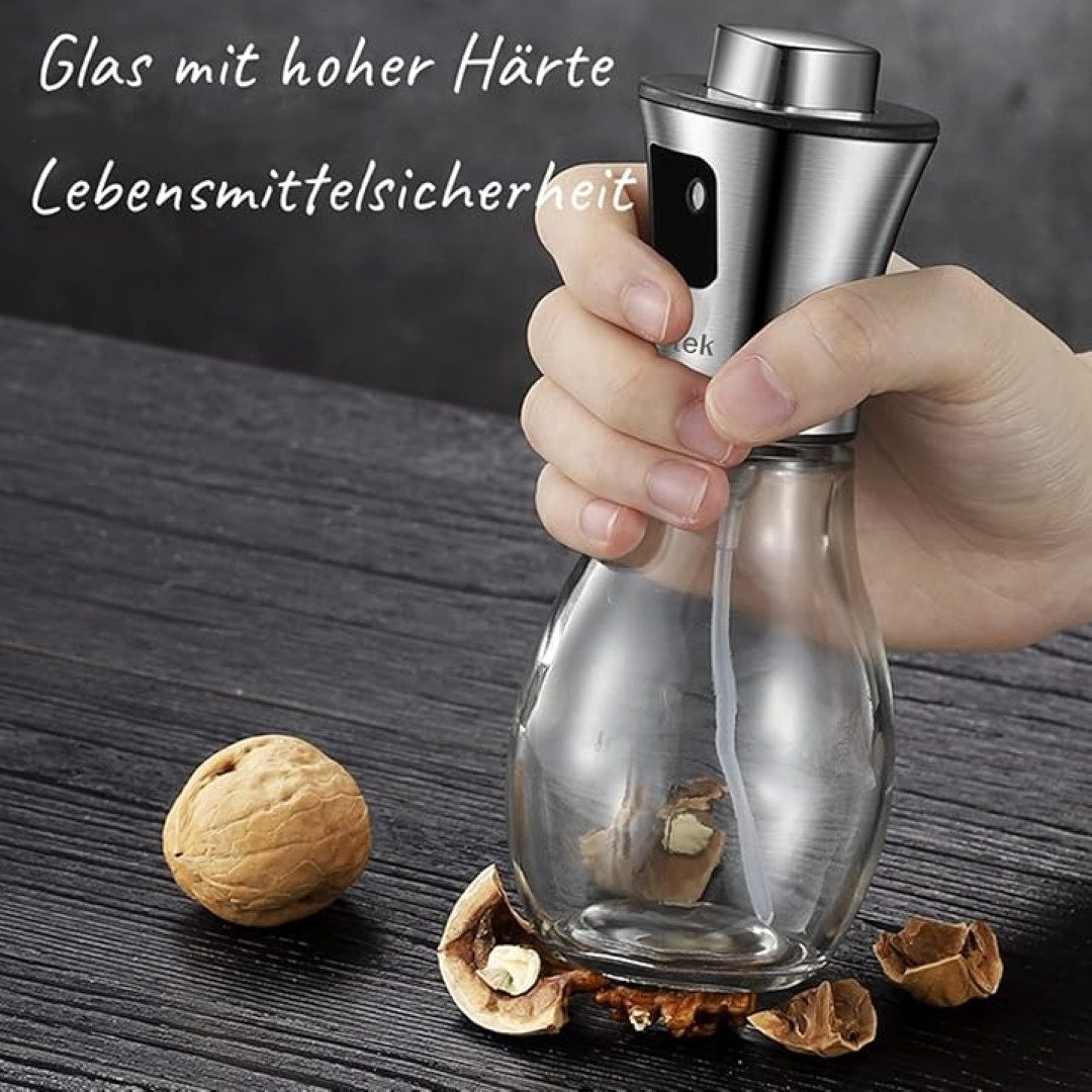 LA CUTE Sprühflasche Dosierer Salat Ölsprüher aus Edelstahl und Glas, 200 ml, (Küchensprühgerät für vielseitige Anwendungen, 1-tlg., 1 Ölsprüher, 200 ml, Glas und Edelstahl), BPA-frei, umweltfreundlich, Lebensmittelsicherheit