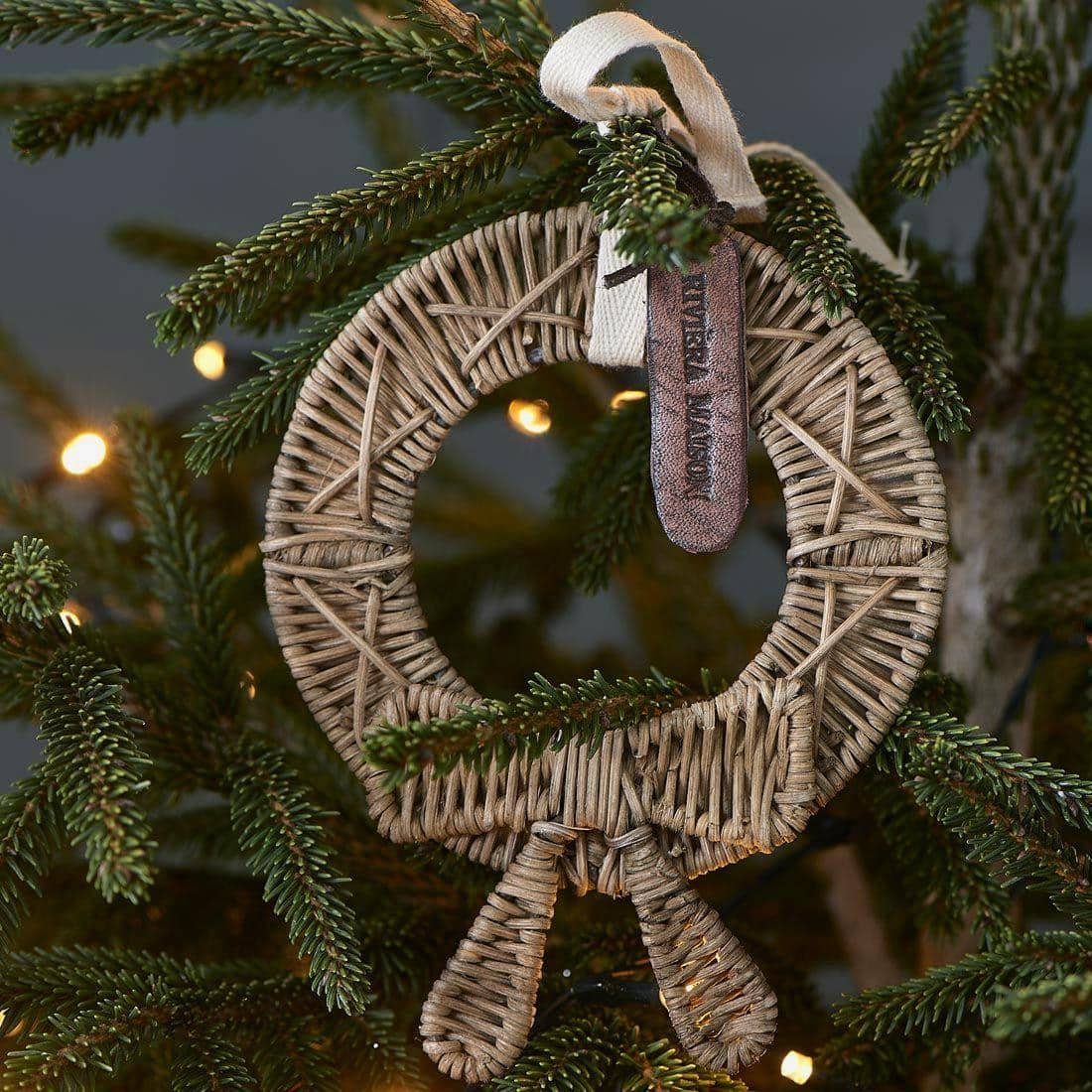 Mini Rivièra Rattan Wreath, Christmas Weihnachtsdeko Maison Christbaumschmuck Rustic