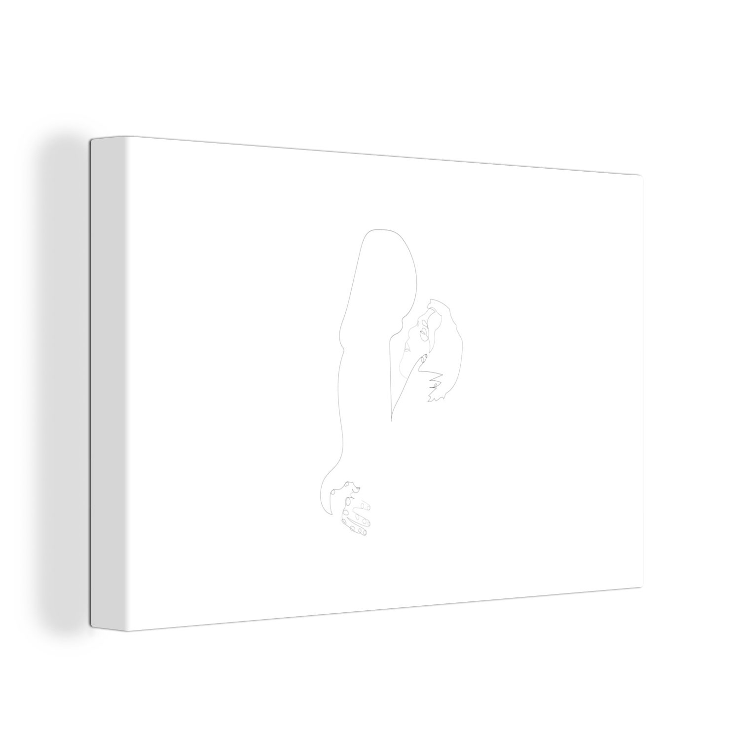 Aufhängefertig, Ehepaar Wandbild Schwarz (1 St), - Weiß, 30x20 cm Wanddeko, - - OneMillionCanvasses® Leinwandbild Strichzeichnung Leinwandbilder,