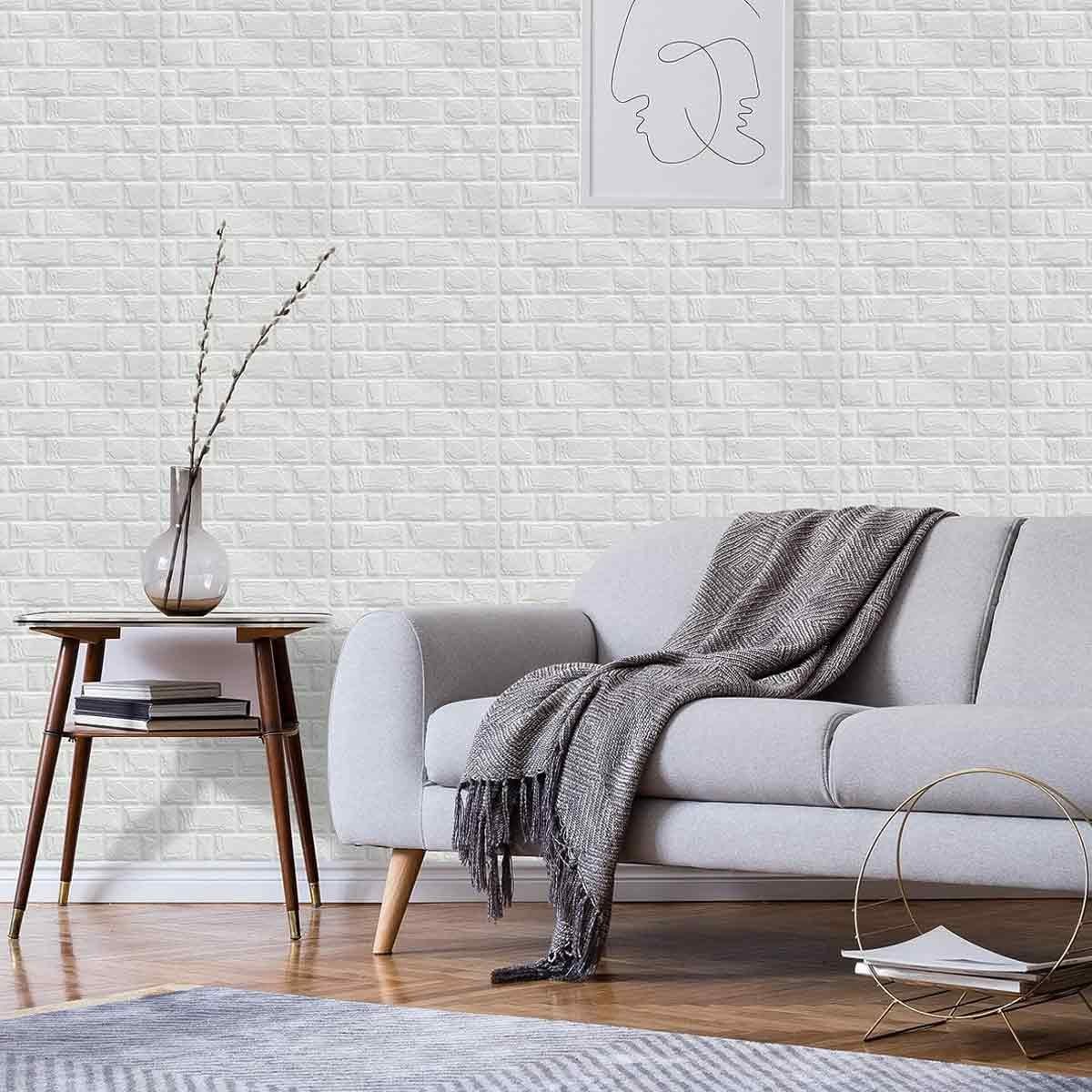 3D-Ziegelstein-Tapete,schaum-Ziegelstein-Wandpaneele,für Jormftte Fototapete Schlafzimmer Weiß