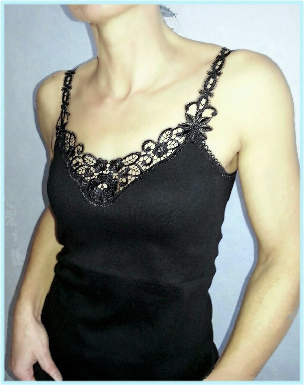 Toker Collection® Achseltop Damen Trägern Baumwolle (Spar im Pack) schwarz aus Packung, Pack 3er 3er mit reiner Unterhemd elastischen