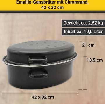 Krüger Bräter, emailliertes Stahlblech, mit Chromrand, Induktion