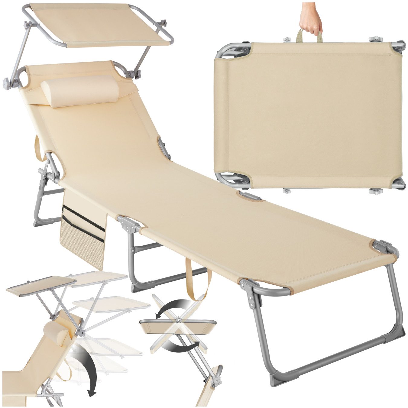 tectake Gartenliege Sonnenliege, 1 St., Äußerst komfortable, klappbare Sonn günstig online kaufen