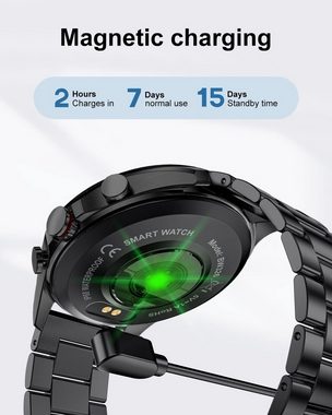 Lige Smartwatch (1,3 Zoll, Android iOS), Herren Telefonfunktion Fitnessuhr Bluetooth Anruf Sportuhr Armbanduhr