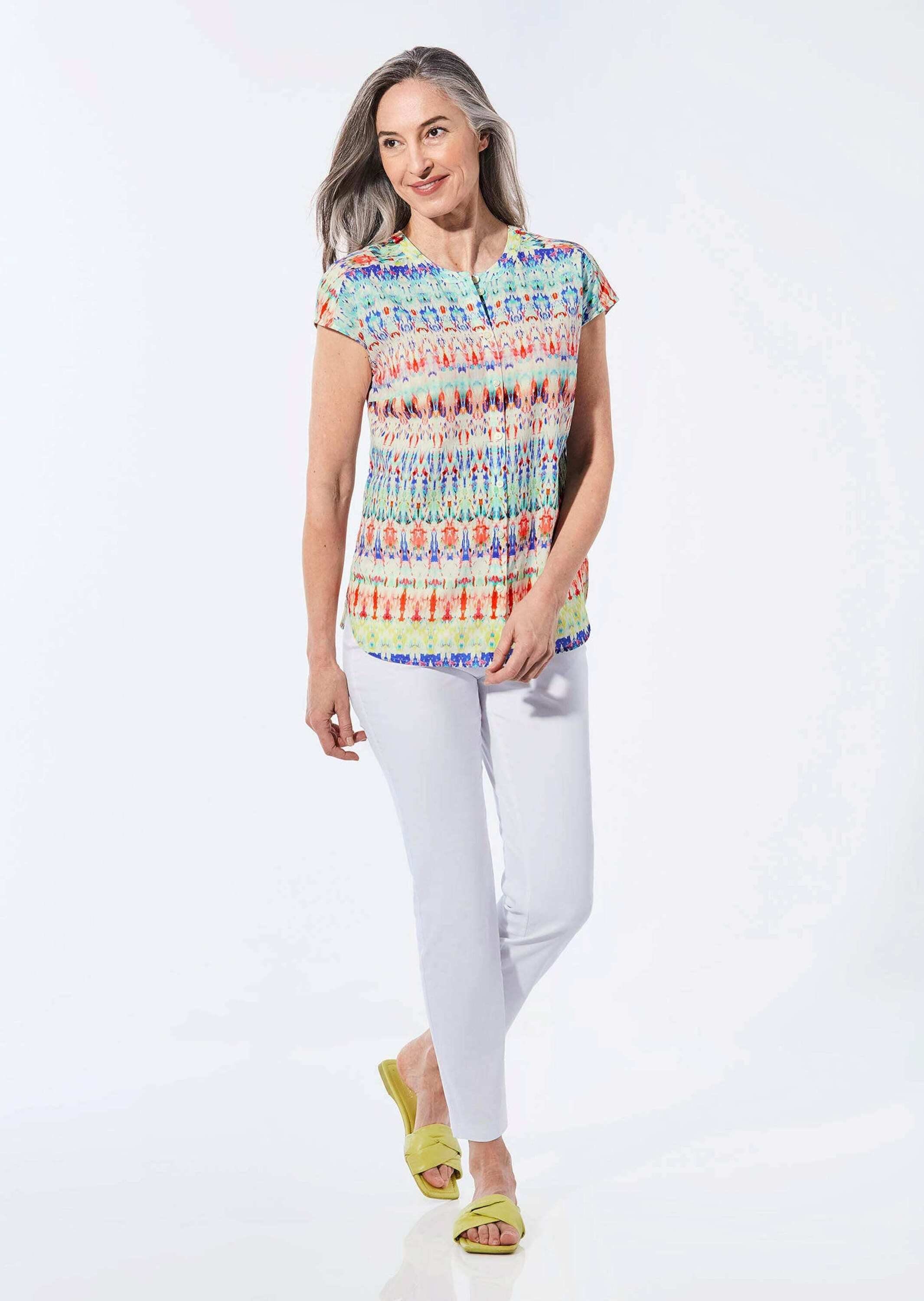 GOLDNER Kurzarmbluse Legere Bluse mit Druck günstig online kaufen