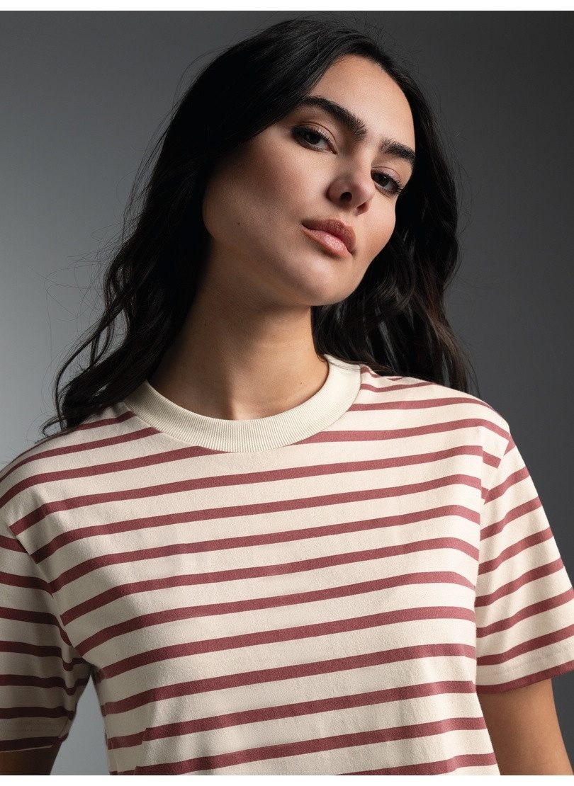 Trigema T-Shirt TRIGEMA Cropped T Shirt mit "Sail" Ringelmuster (1-tlg)