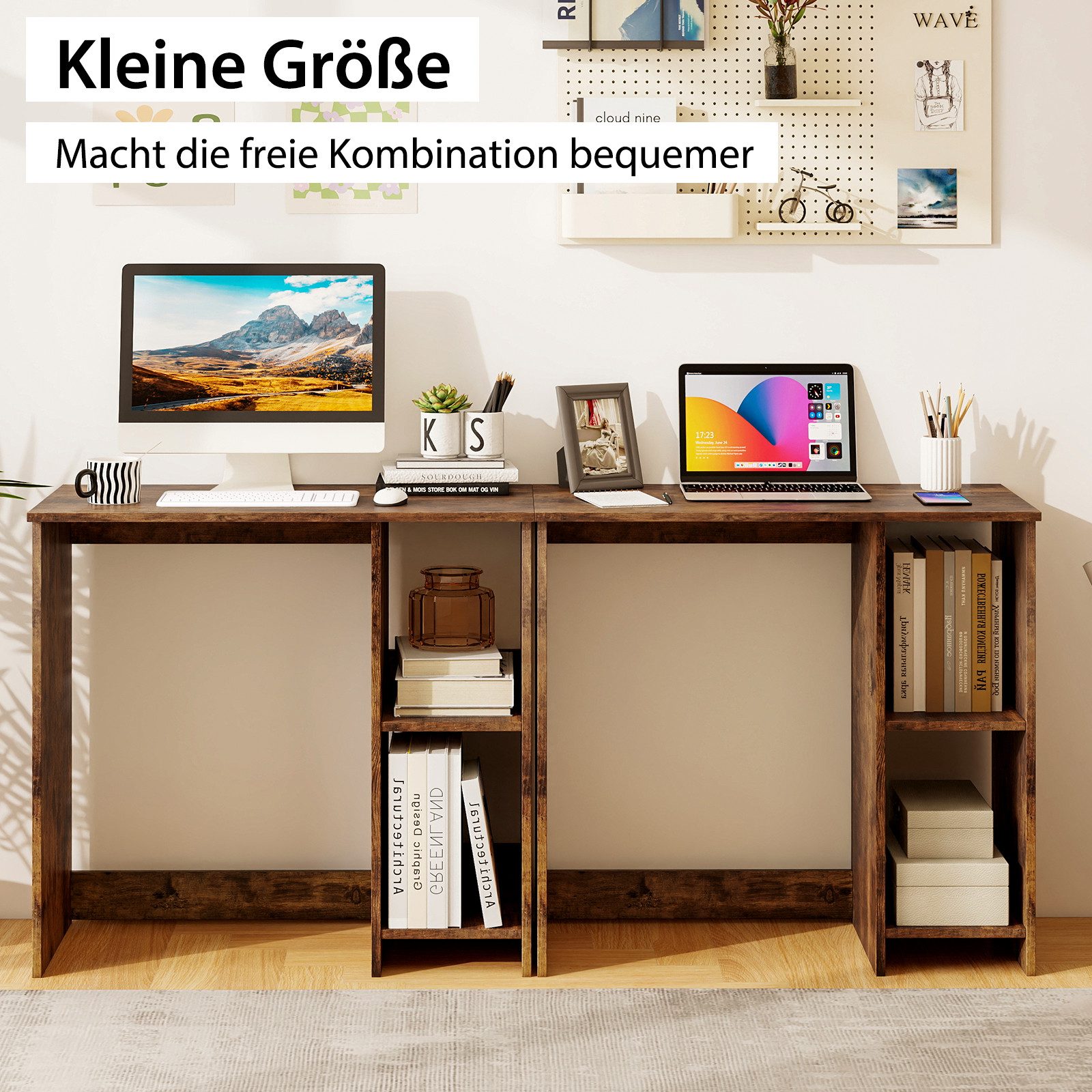 COSTWAY Schreibtisch, mit 2 Fächern, für kleine Räume, bis 130kg, 80x40x74c günstig online kaufen