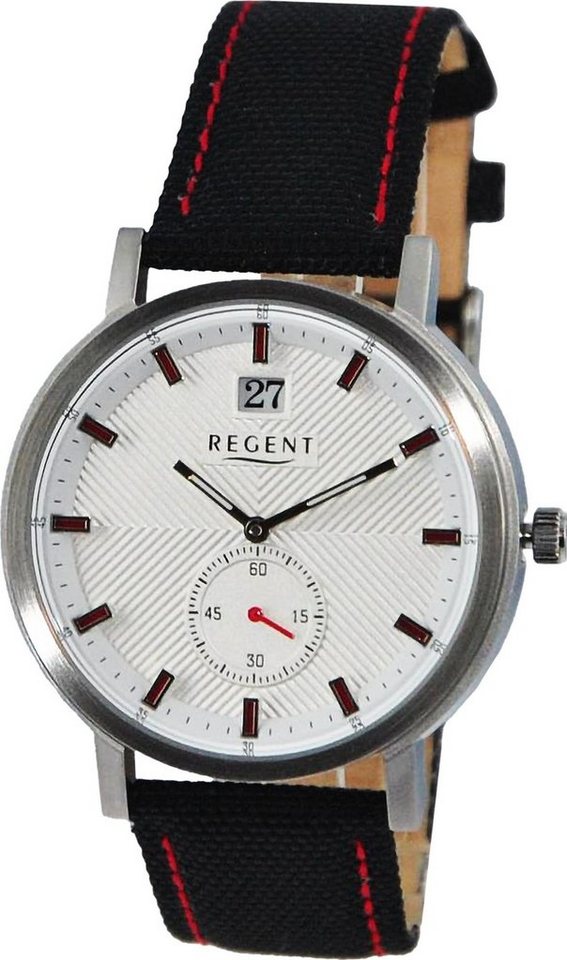 Regent Quarzuhr Regent Herren Armbanduhr Analog, Herren Armbanduhr rund,  extra groß (ca. 39mm), Lederarmband, Uhrzeit