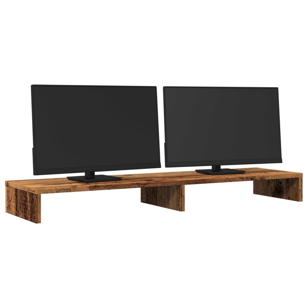 vidaXL Monitor-Halterung 100 x 27 x 10 cm Monitorständer Altholz-Optik 100x27x10 cm Spanplatte, (2-tlg)