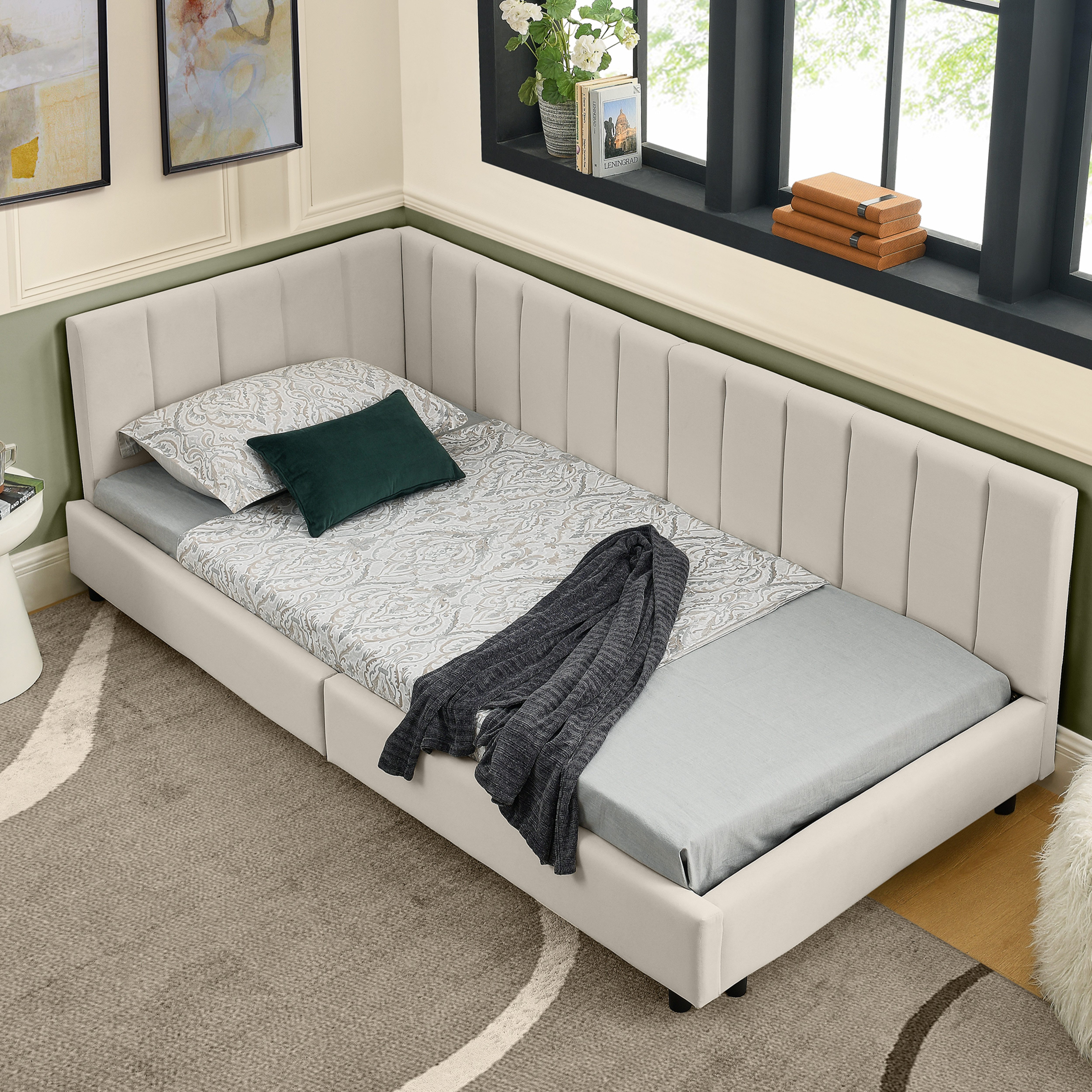 STILVORA Schlafsofa 90x200 mit Rückenlehne,Tagesbett Daybett mit Eisenrahmen,Samt