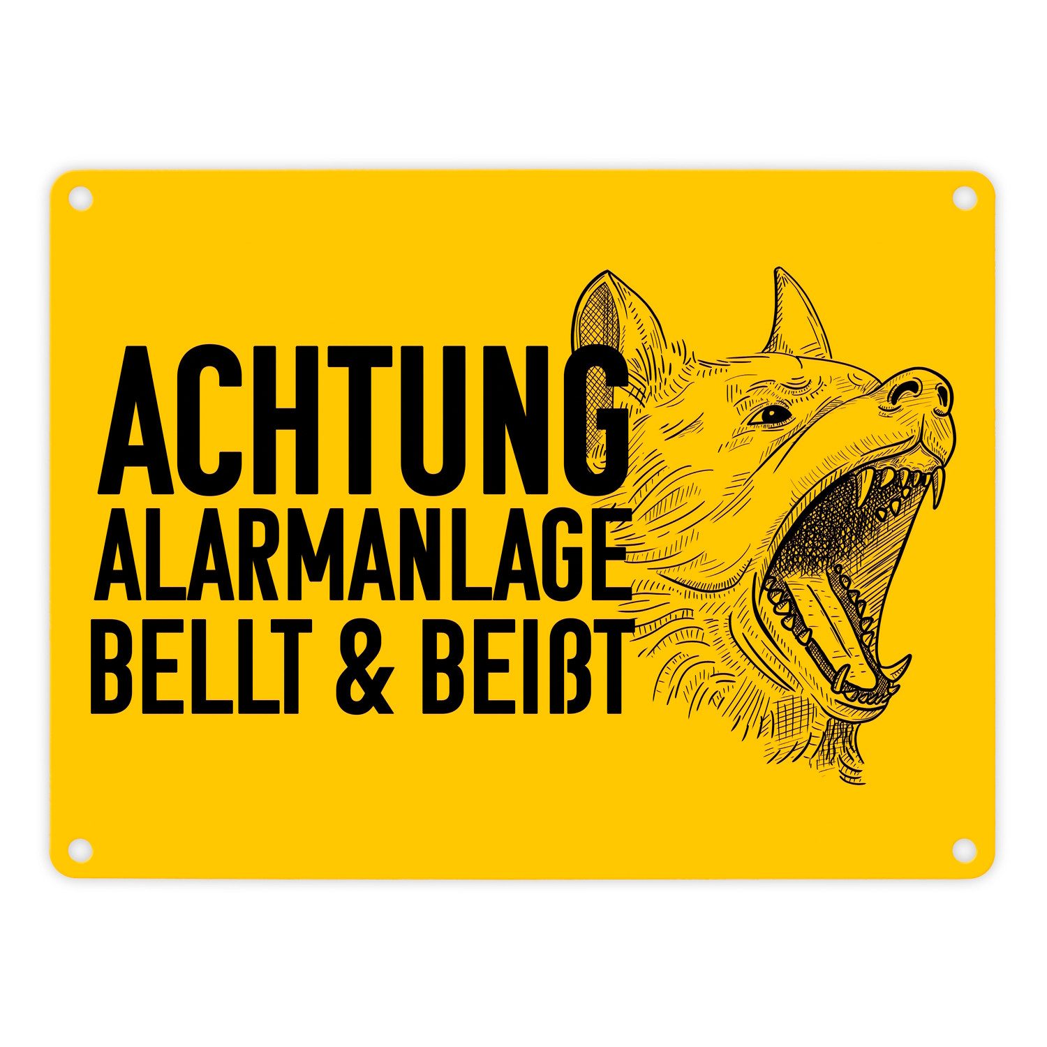 Metallschild Achtung Alarmanlage bellt und beißt Metallschild in 15x20 cm mit