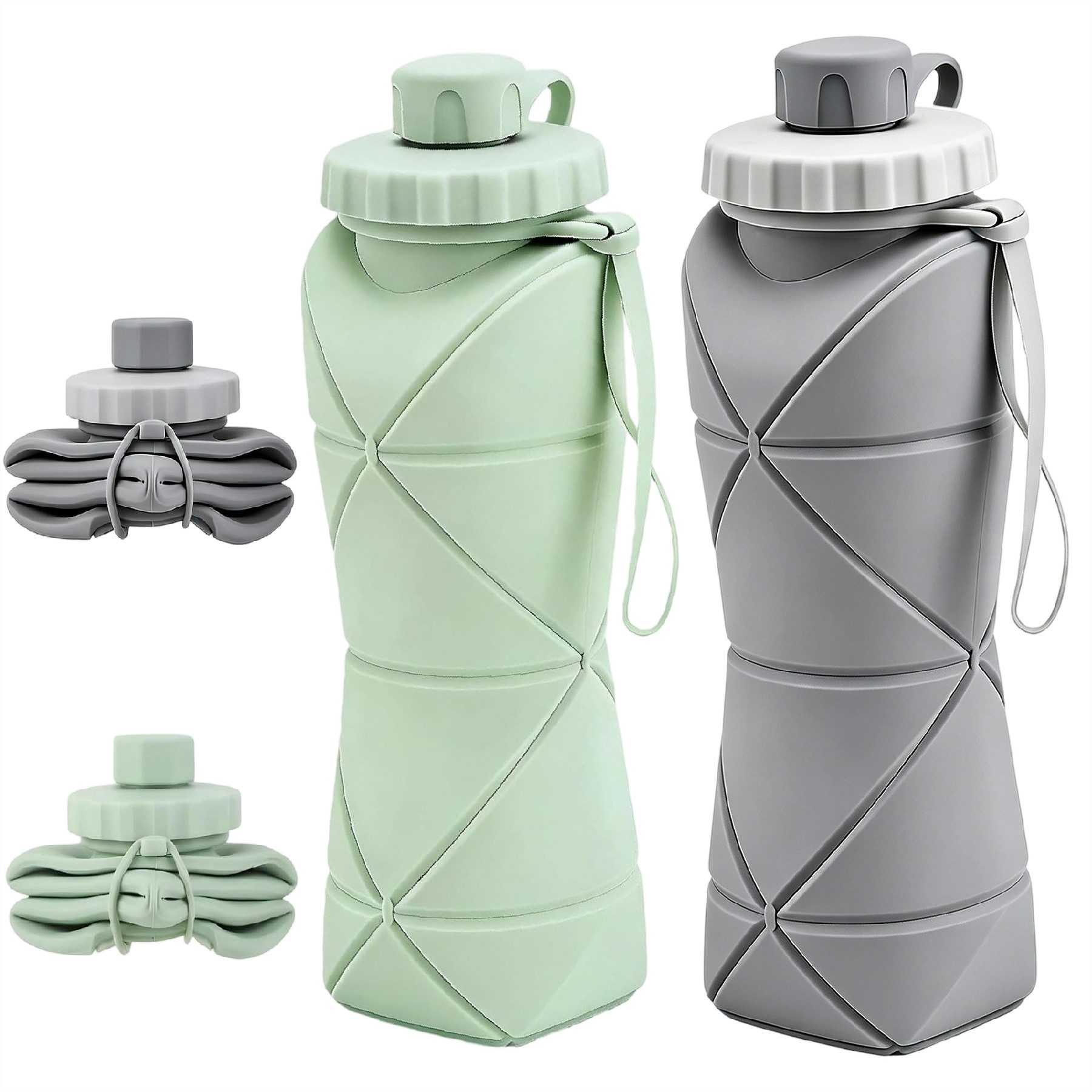 Mutig Trinkflasche 2 Stück Trinkbecher,Silikon Klappbarer Faltbarer Wasserbecher Bpa-Frei, Tragbarer Reise Hitzebeständig Outdoor Faltbarer Becher für Picknick