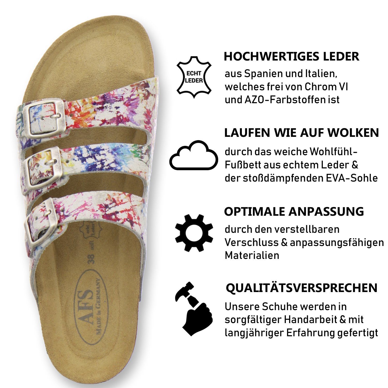 für 2133 AFS-Schuhe Made paint aus Fußbett, Pantolette mit Damen Germany Leder in