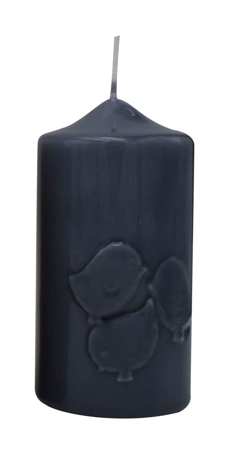 Kopschitz Kerzen Stumpenkerze Kerze "Küken" Blau-Grau gelackt 120 x Ø 60 mm, 1 Stück