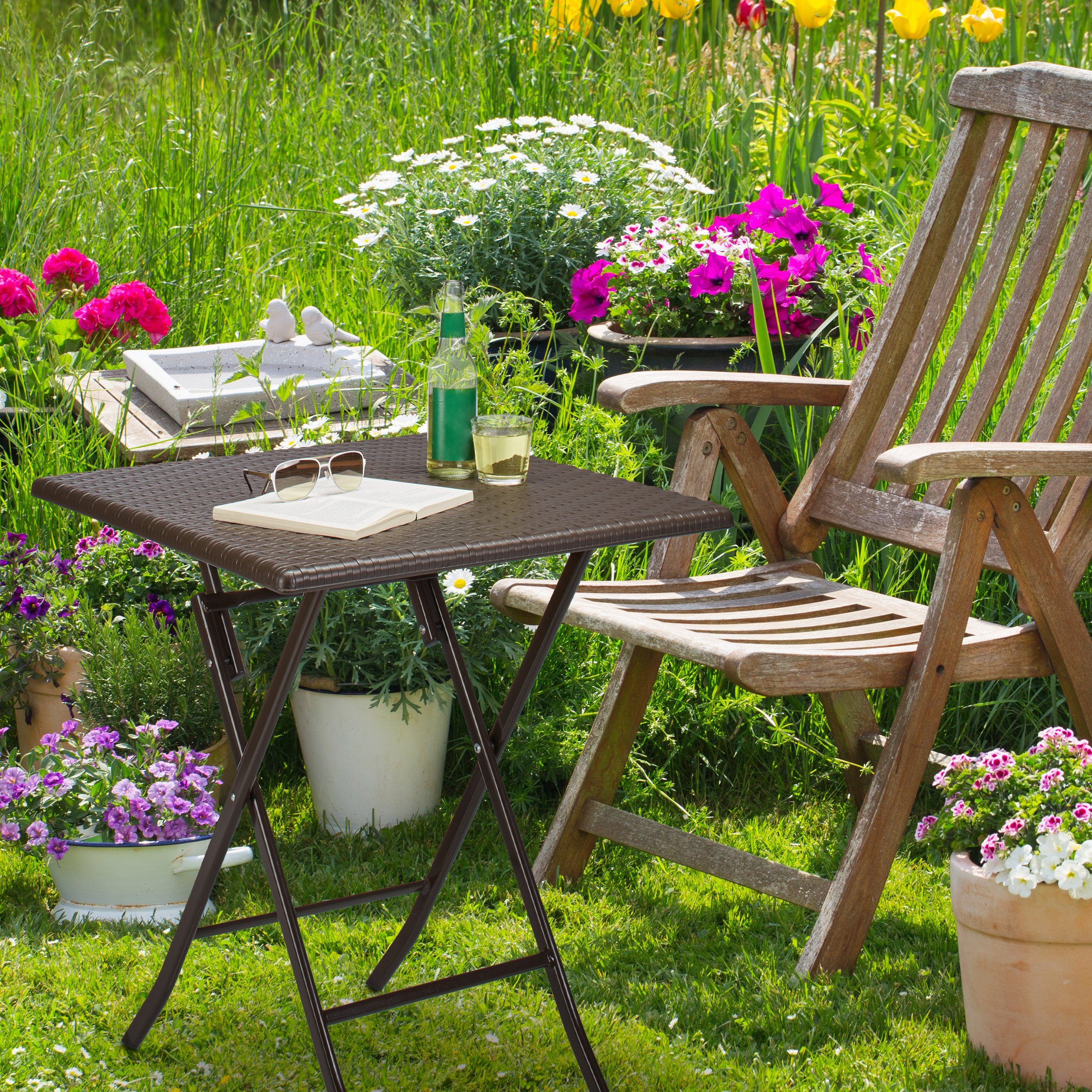 relaxdays Gartentisch klappbar BASTIA, Braun günstig online kaufen