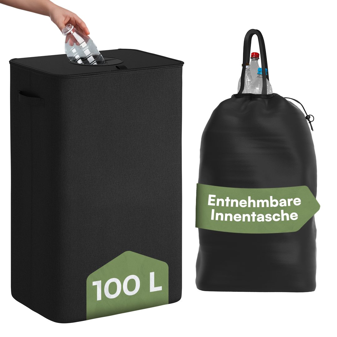 Bellamio Коллекционер бутылок Sur mit Einwurfloch (Anthrazit, 100 L, waschbar, tropfsicher), Pfandflaschen Sammelbehälter aus Stoff mit Innenbeutel