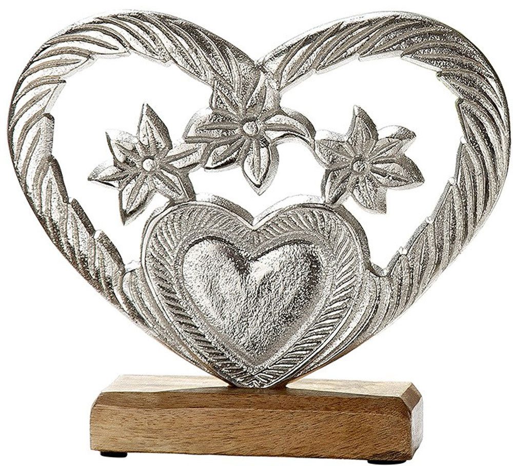Steinnacher Bärbel Dekoobjekt Gilde Alu Herz Edelweiß Mangoholz