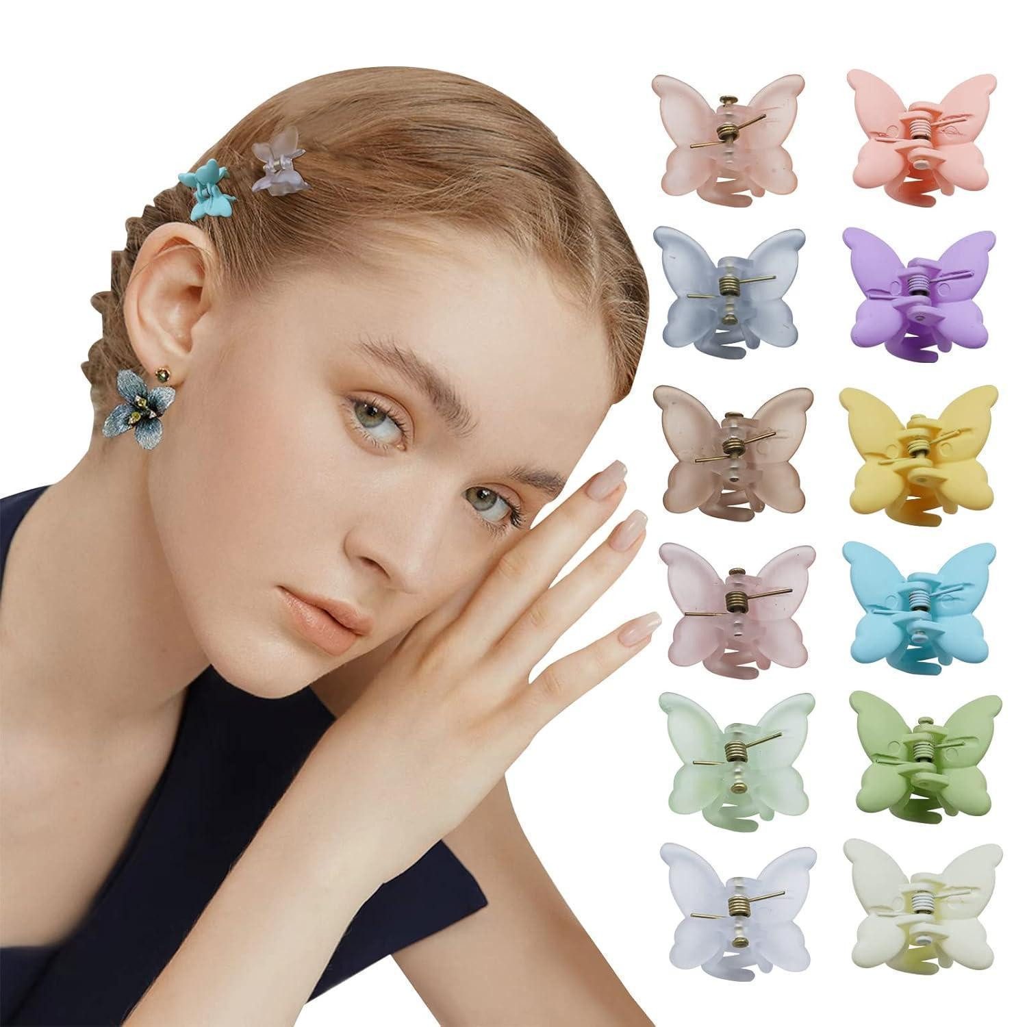 LuxusKollektion Haarclip Schmetterling Haarklammern Damen Transparent Matt 12er Set