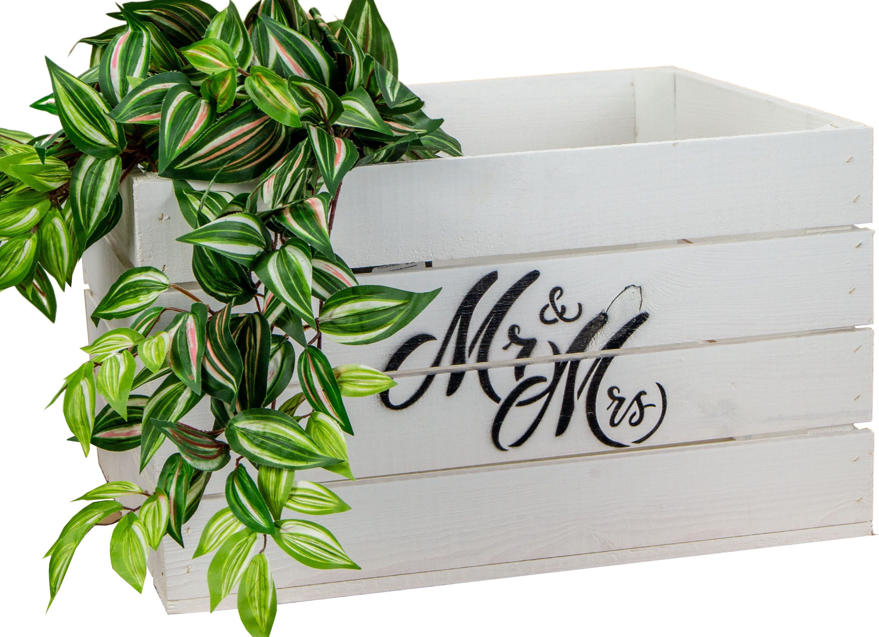 Kistenkolli Altes Land Allzweckkiste Holzkiste Johanna weiss "Mr & Mrs" (Spar-Set, 1er Set)