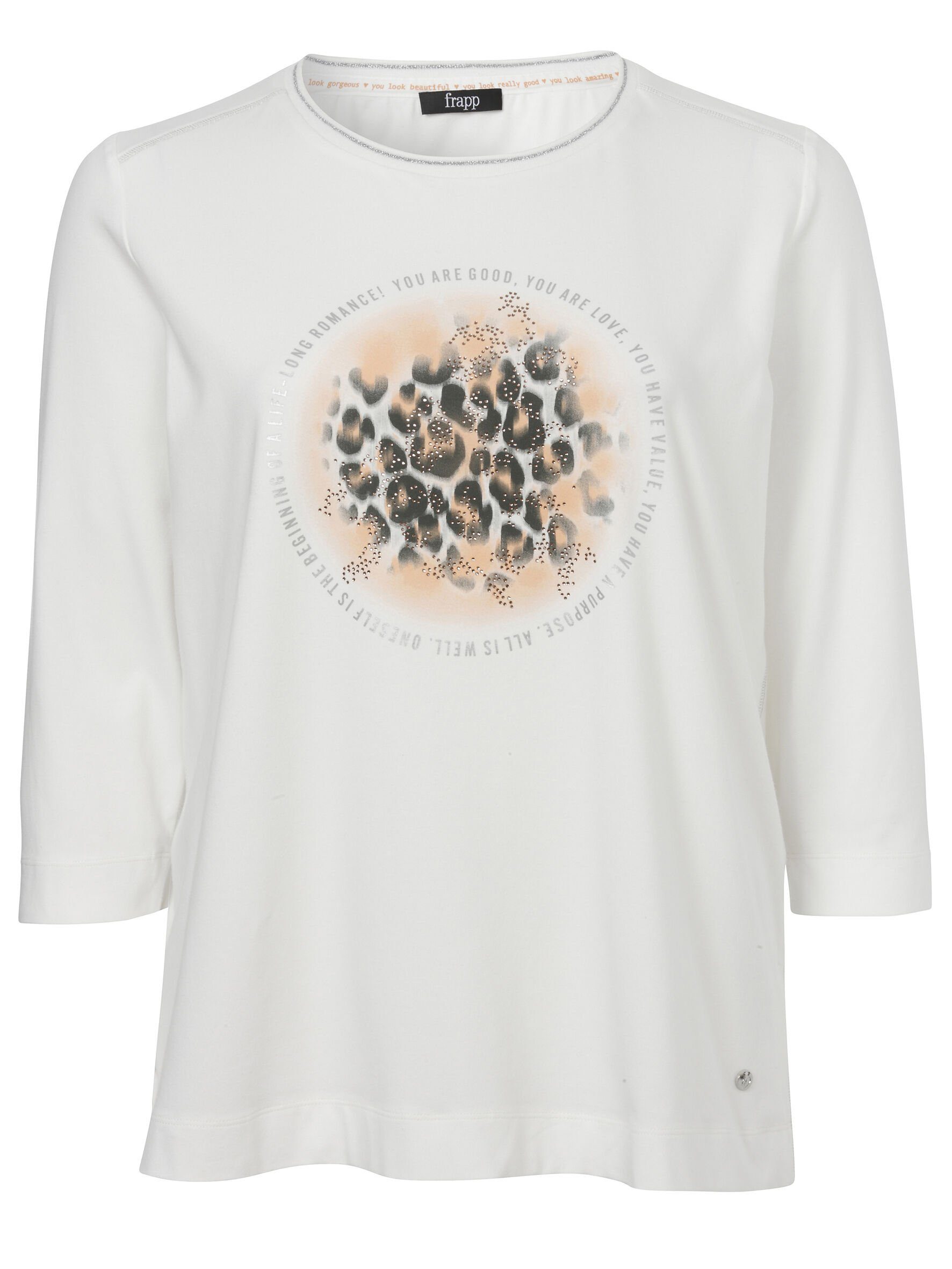 FRAPP 3/4-Arm-Shirt Modisches T-Shirt mit Glitzersteinen günstig online kaufen