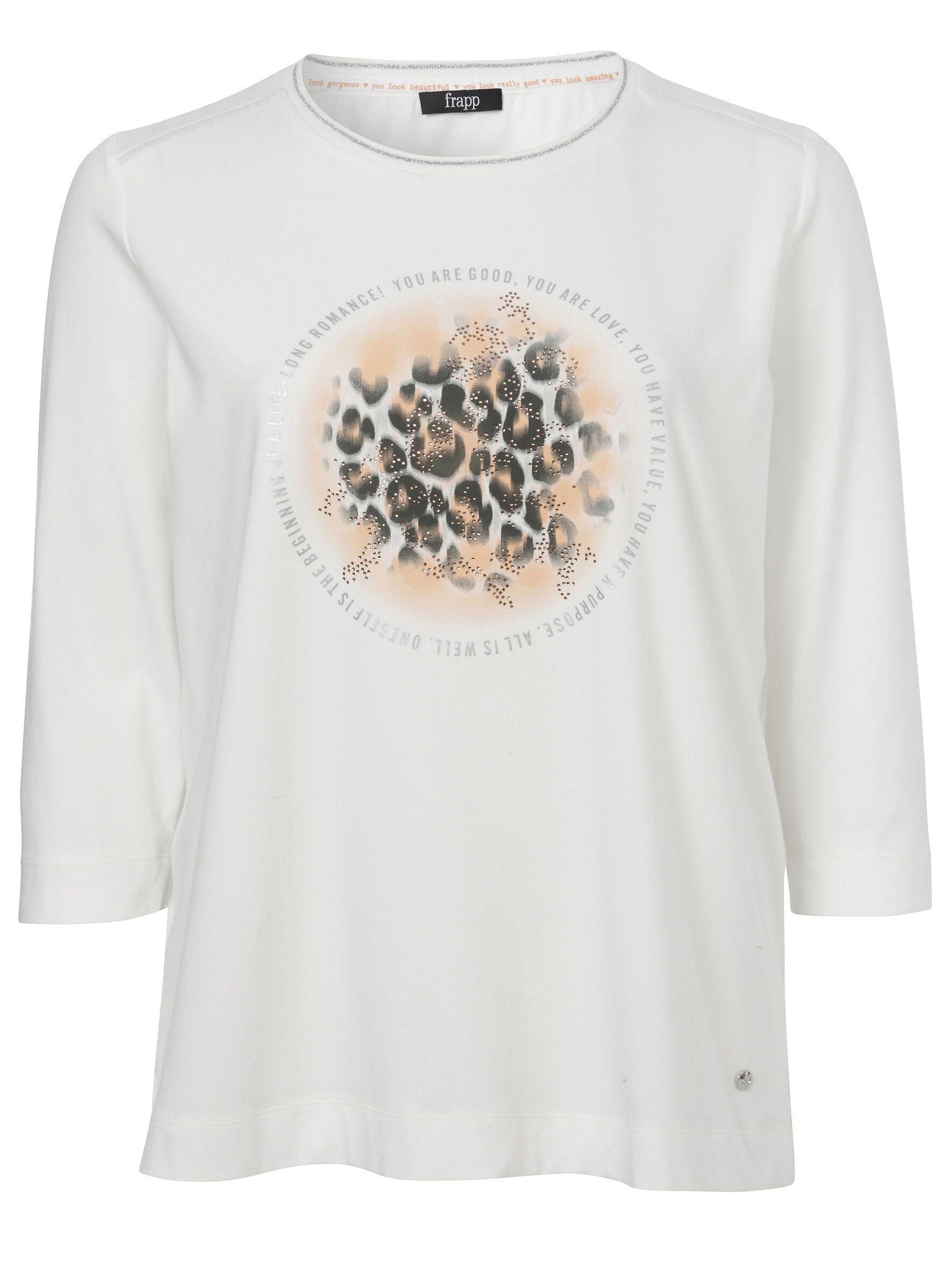 FRAPP 3/4-Arm-Shirt Modisches T-Shirt mit Glitzersteinen