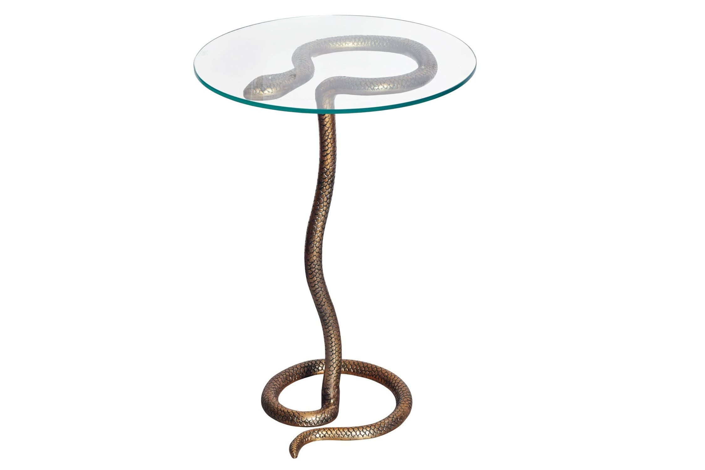 Licht-Erlebnisse Beistelltisch TIGRIS, Handarbeit aus Hartglas Metall in Kupfer 45 x 45 x 62 cm (LxBxH)