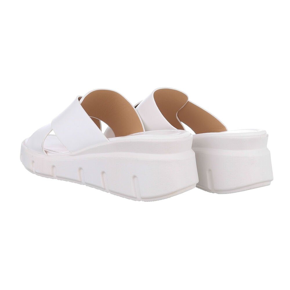 Ital-Design Damen Mules Freizeit Plateausandaletten (85698039) Keilabsatz/Wedge Keilsandaletten in Weiß