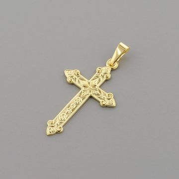 trendor Kreuzanhänger Kreuz- Gold 585 (14 Karat) 32 x 16 mm