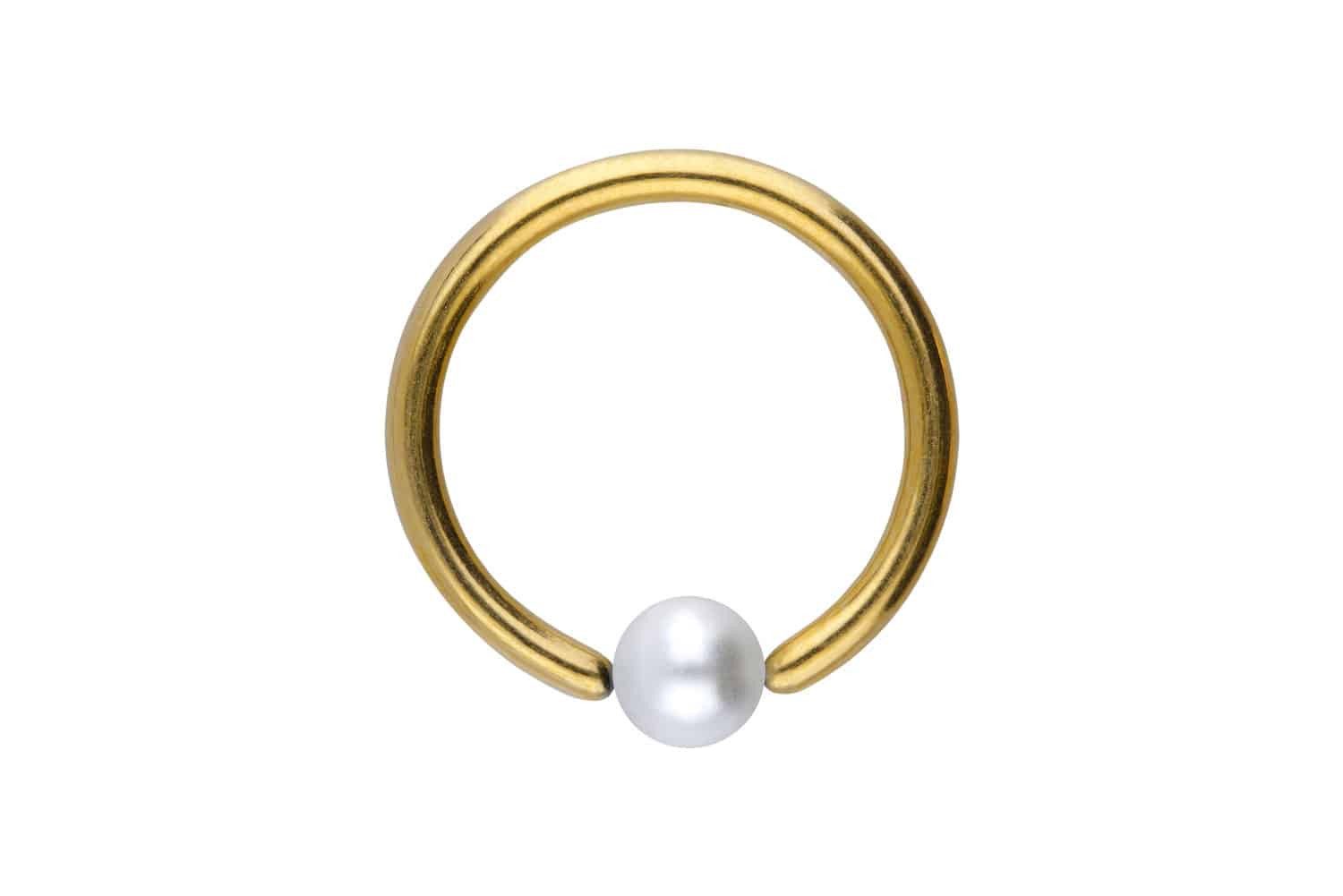 PIERCINGLINE Nasenpiercing Chirurgenstahl Klemmkugelring SYNTHETISCHE PERLE (Klemm-Ringe, 1-tlg)