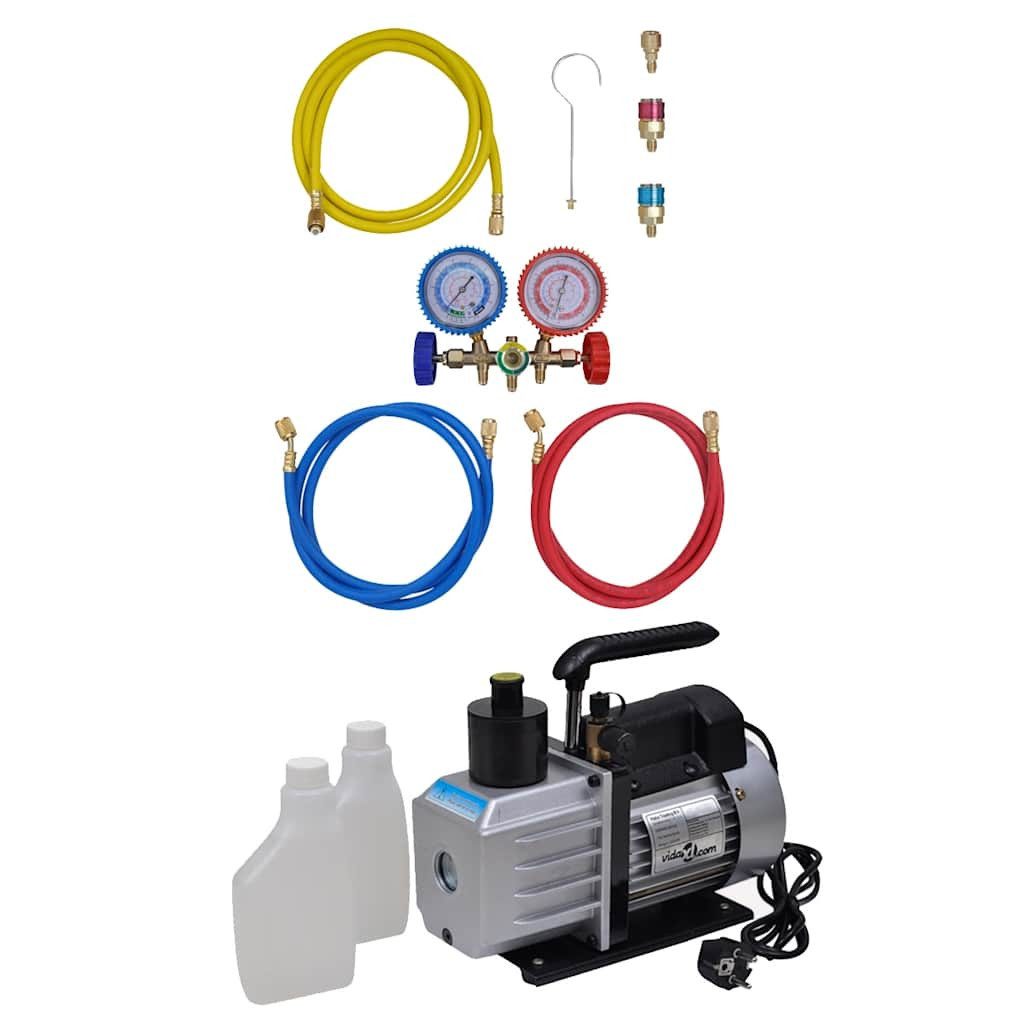 vidaXL Klimamesser Vakuumpumpe mit 2-Wege-Verteiler-Manometer Set für Klimaanlagen