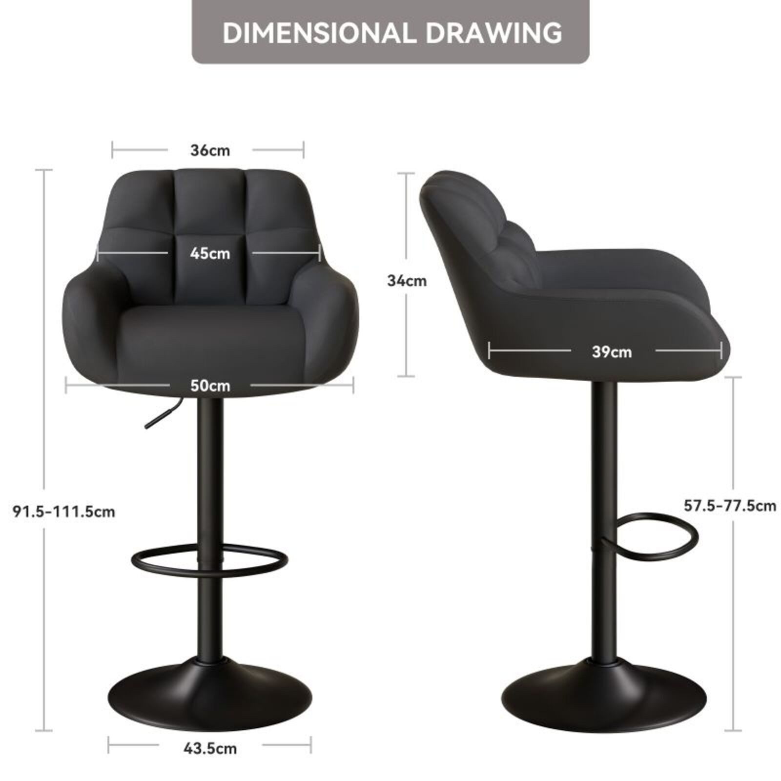 HawthyHome Barhocker 2er Set, Höhenverstellbare Tresenhocker günstig online kaufen