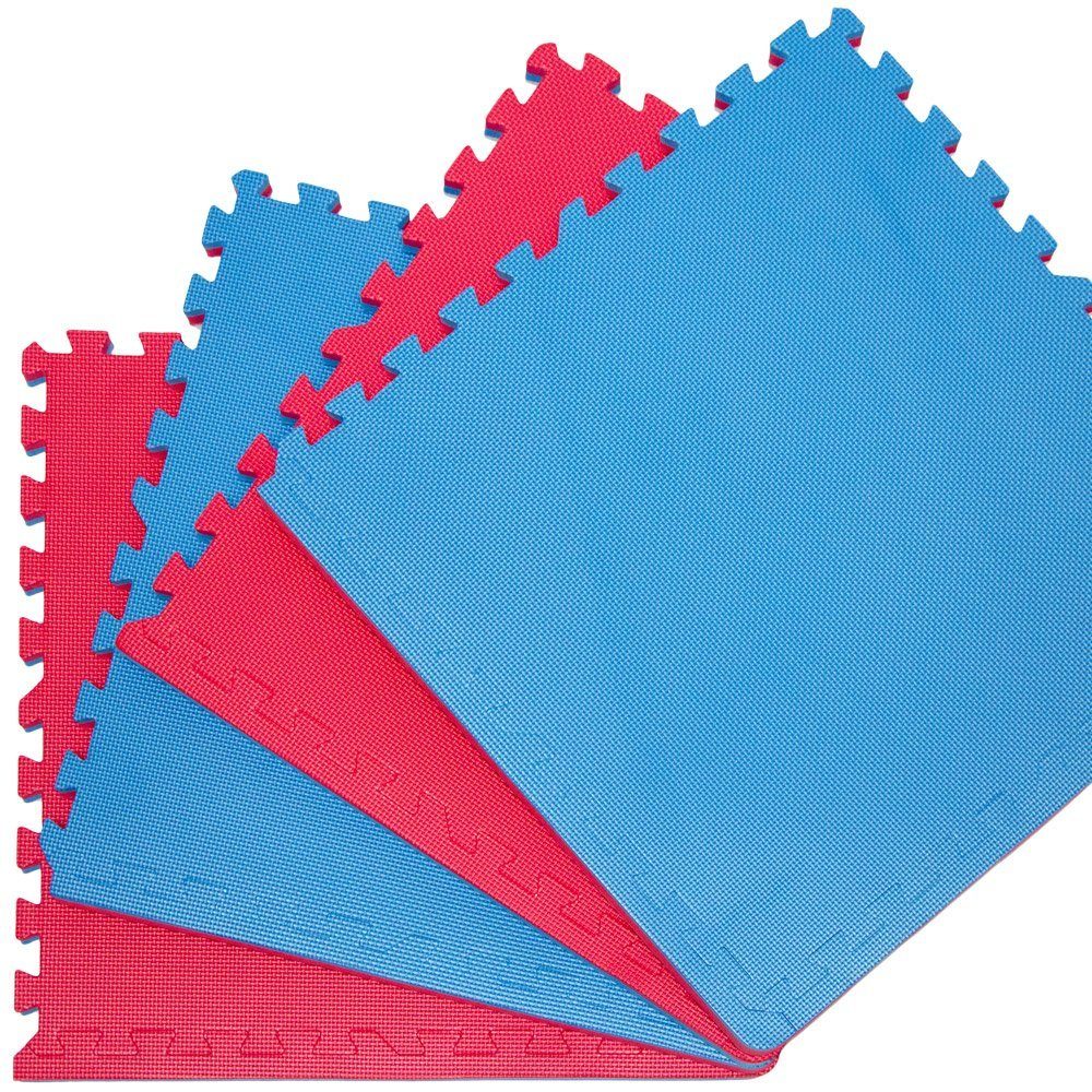 eyepower Kampfsportmatte 4er Set: 2cm Kampfsport Bodenschutz für Zuhause - Bodenmatte mit Rand, 63 x 63 x 2 cm EVA Puzzlematte - Dojo Boden - Boxmatte - Karate & Judo