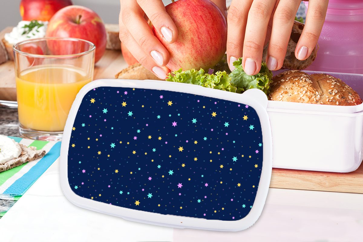 (2-tlg), Kinder Jungs MuchoWow und Sternenhimmel Sterne und Lunchbox Mädchen - Design, für Erwachsene, weiß - Brotbox Brotdose, Kunststoff, für