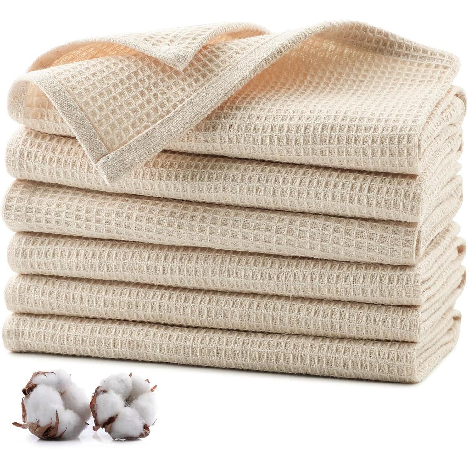 Jogoico Geschirrtuch Geschirrtücher 100% Baumwolle 6er Set 35x35 cm Beige