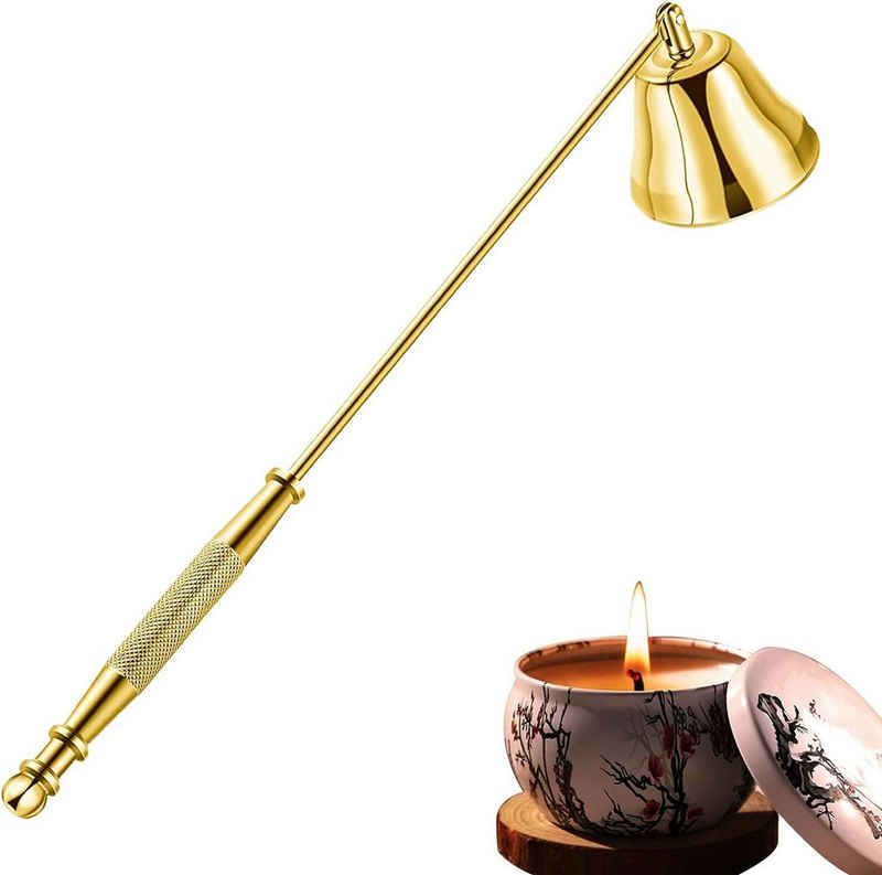 HIBNOPN Kerzenhalter Kerzenlöscher für Kerzen aus Edelstahl mit langem Griff(Gold)