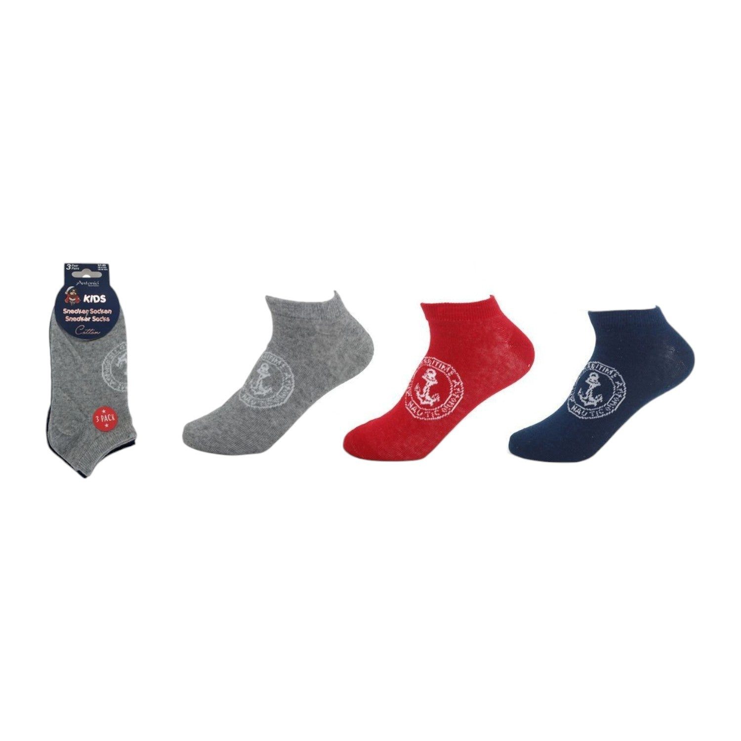 VewoTex Basicsocken Kinder Sneaker 3er Pack » Socken Maritim Style (Packung, 3-Paar, 3 Paar) 3 Paar Kindersocken » Wollsocken