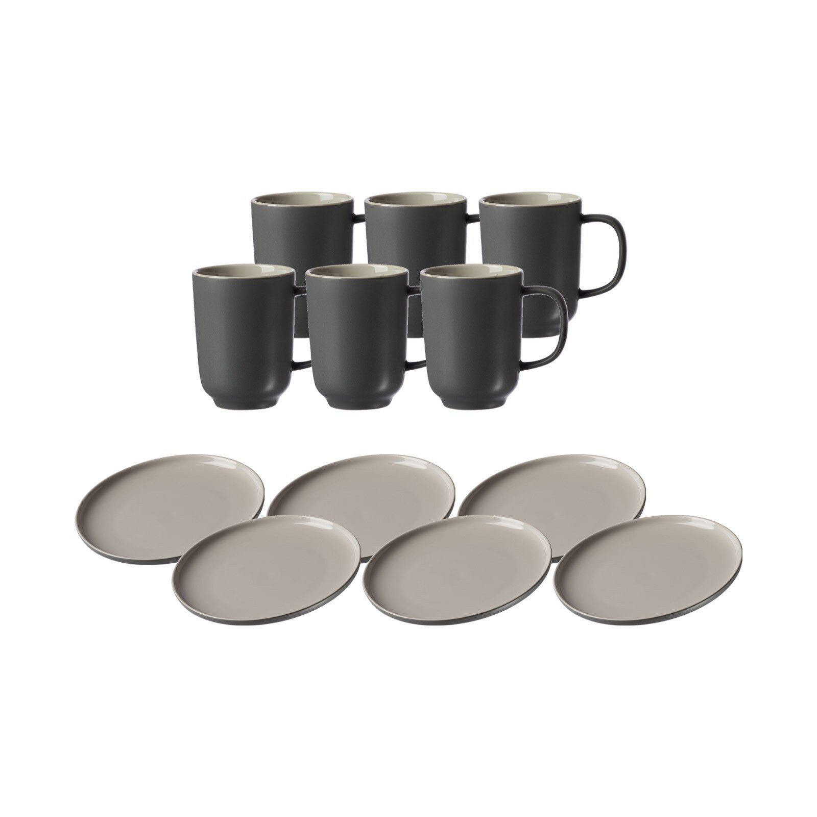 (12-tlg), Ritzenhoff Kombiservice Keramik Set Breker 12er Kaffeeservice grau Jasper &