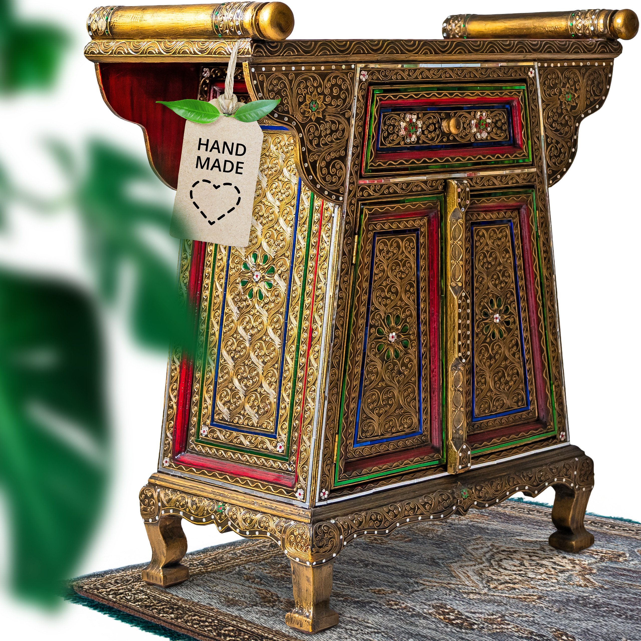 livasia Sideboard livasia Sideboard mit Glasmosaikverzierungen, handgefertigt 82x35x80cm