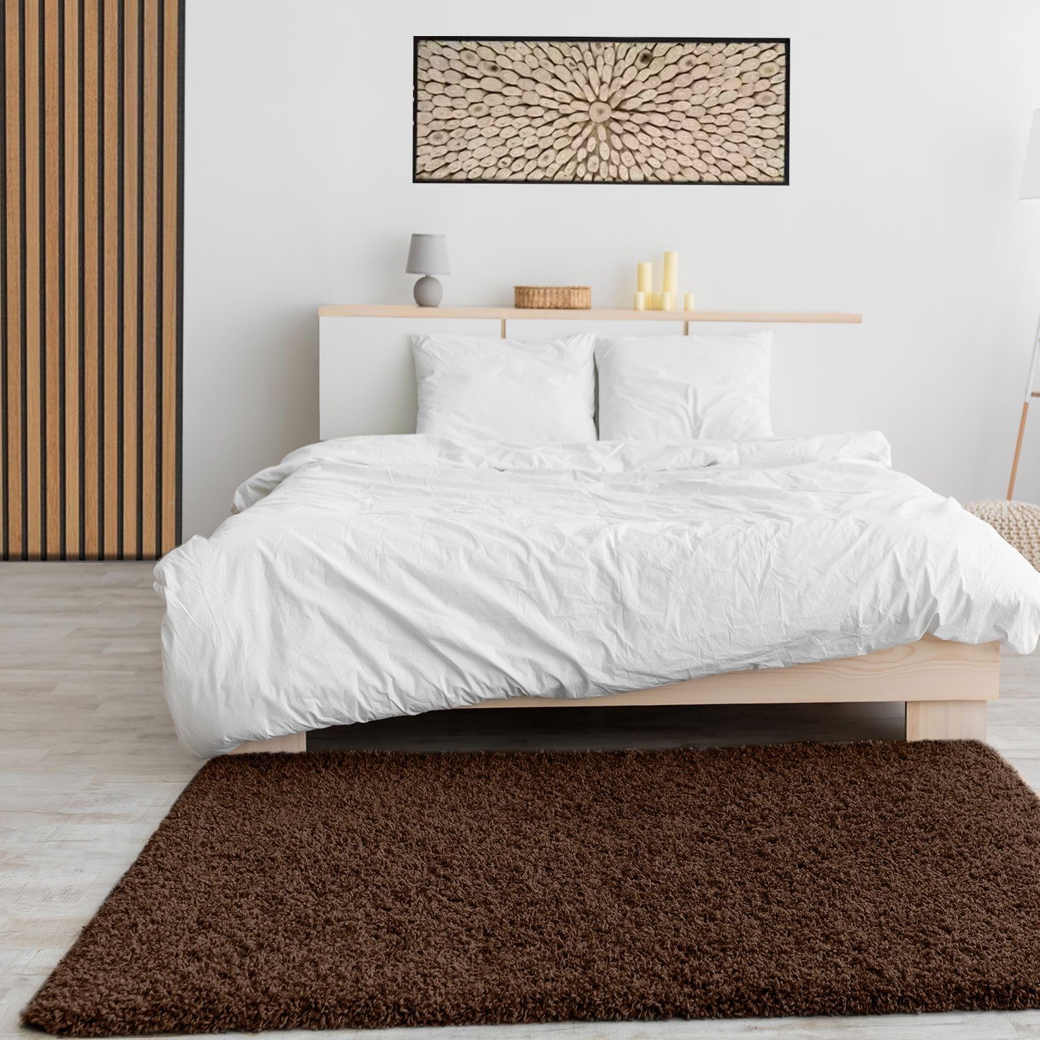 Vimoda Hochflor-Läufer Teppich Shaggy Wohnzimmer Hochflor Braun, Rechteckig günstig online kaufen