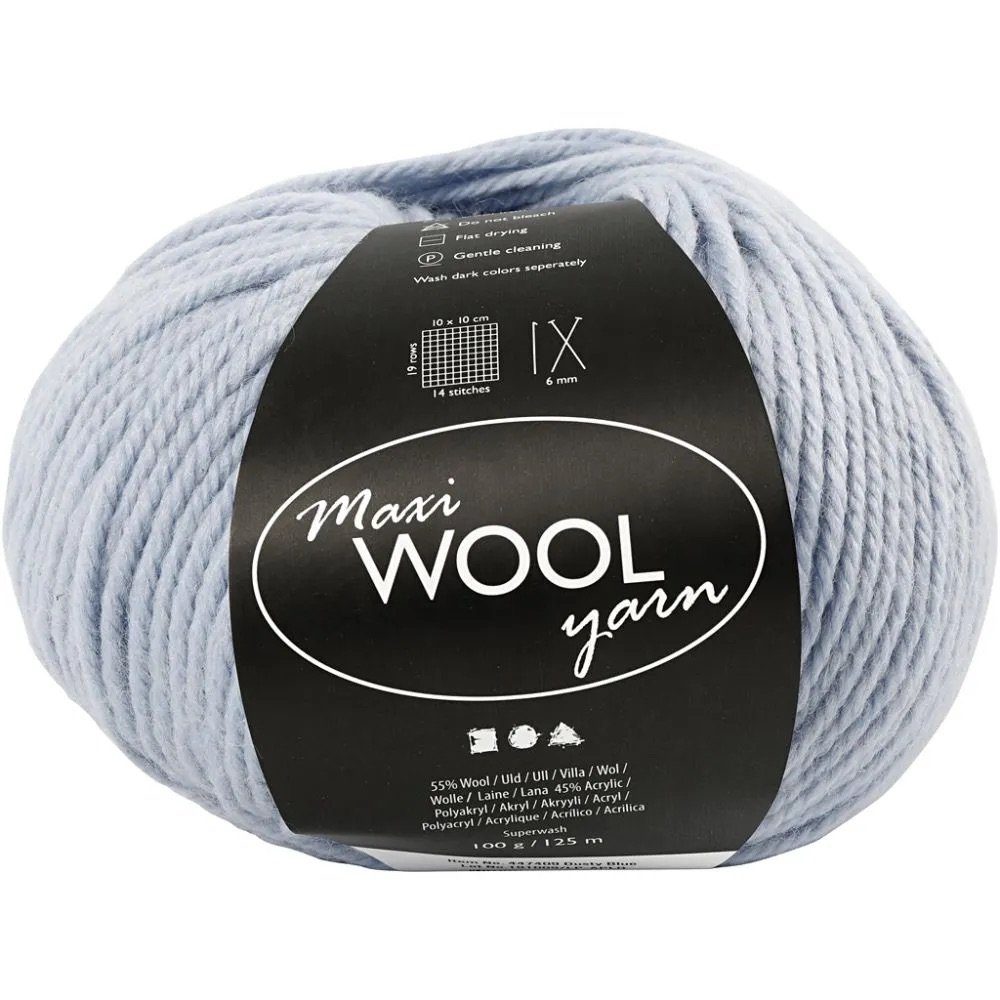Creotime Dekofigur Wolle Maxi WOOL yarn, L: 125 m, 100 g/ 1 Knäuel Hellblau | Dekofiguren