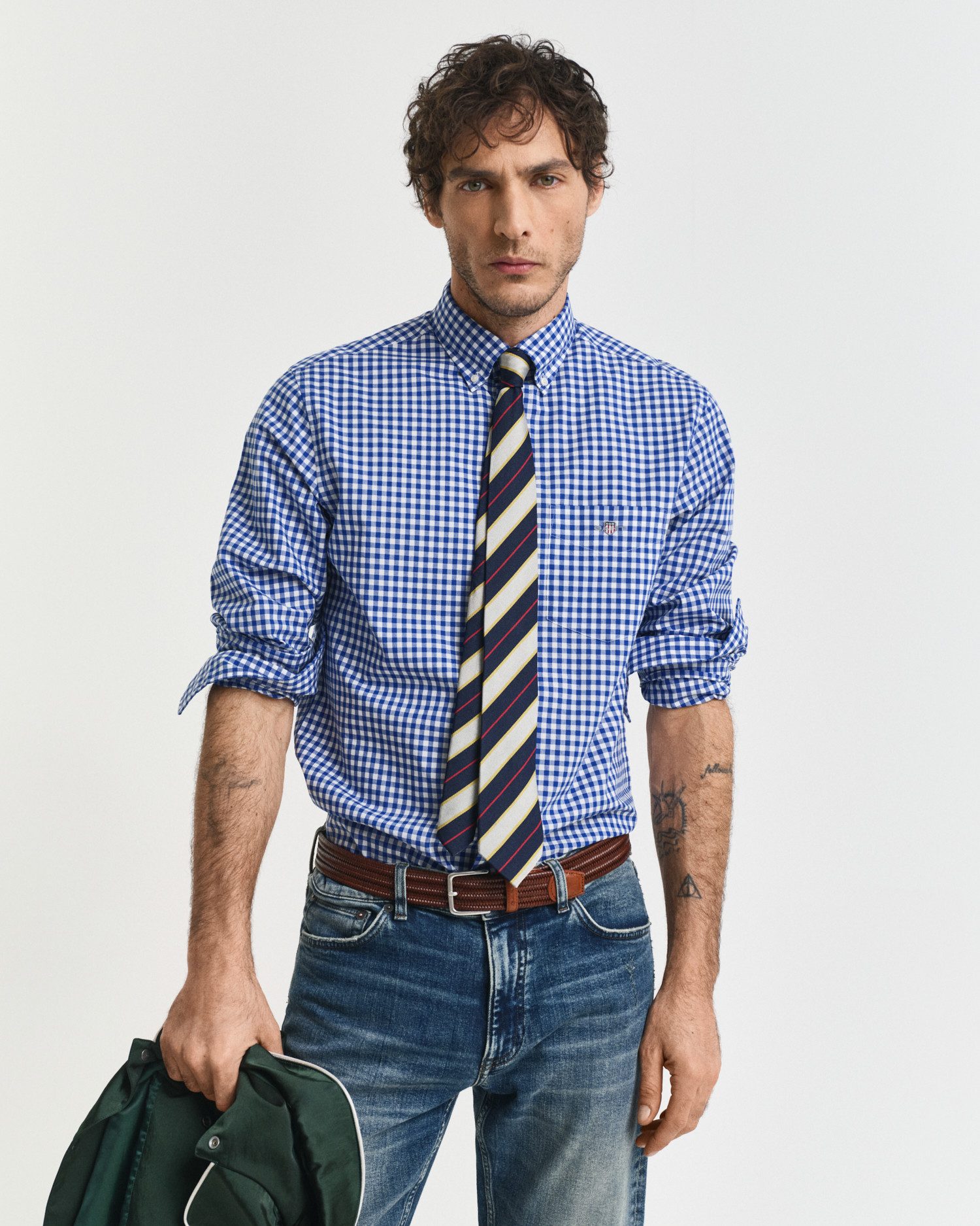 Gant Langarmhemd REG POPLIN GINGHAM SHIRT mit Logostickerei auf der Brust günstig online kaufen