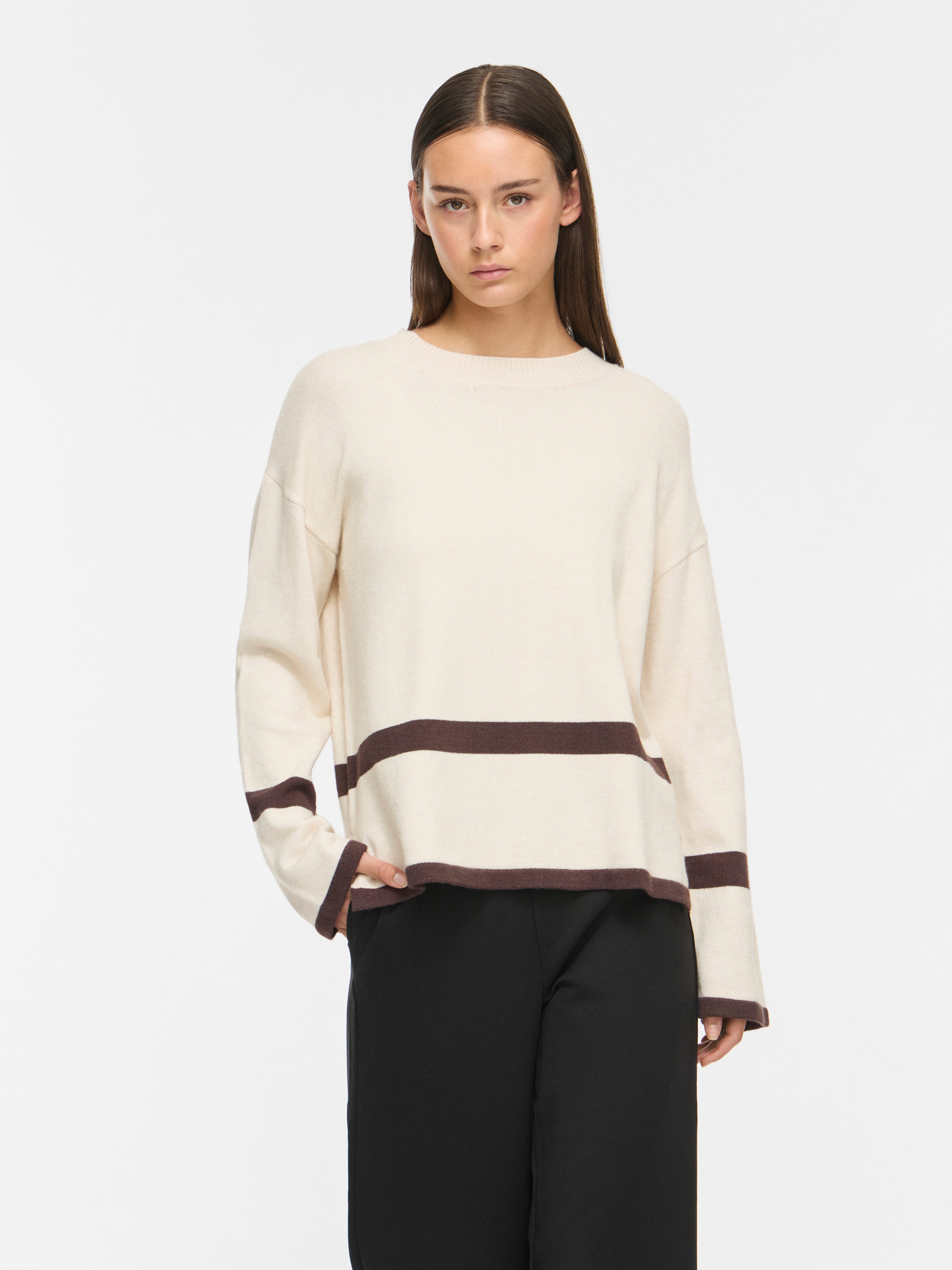 Vila Rundhalspullover VIRIL O-NECK OVERSIZE L/S KNIT TOP- NOOS Materialmix, oversize